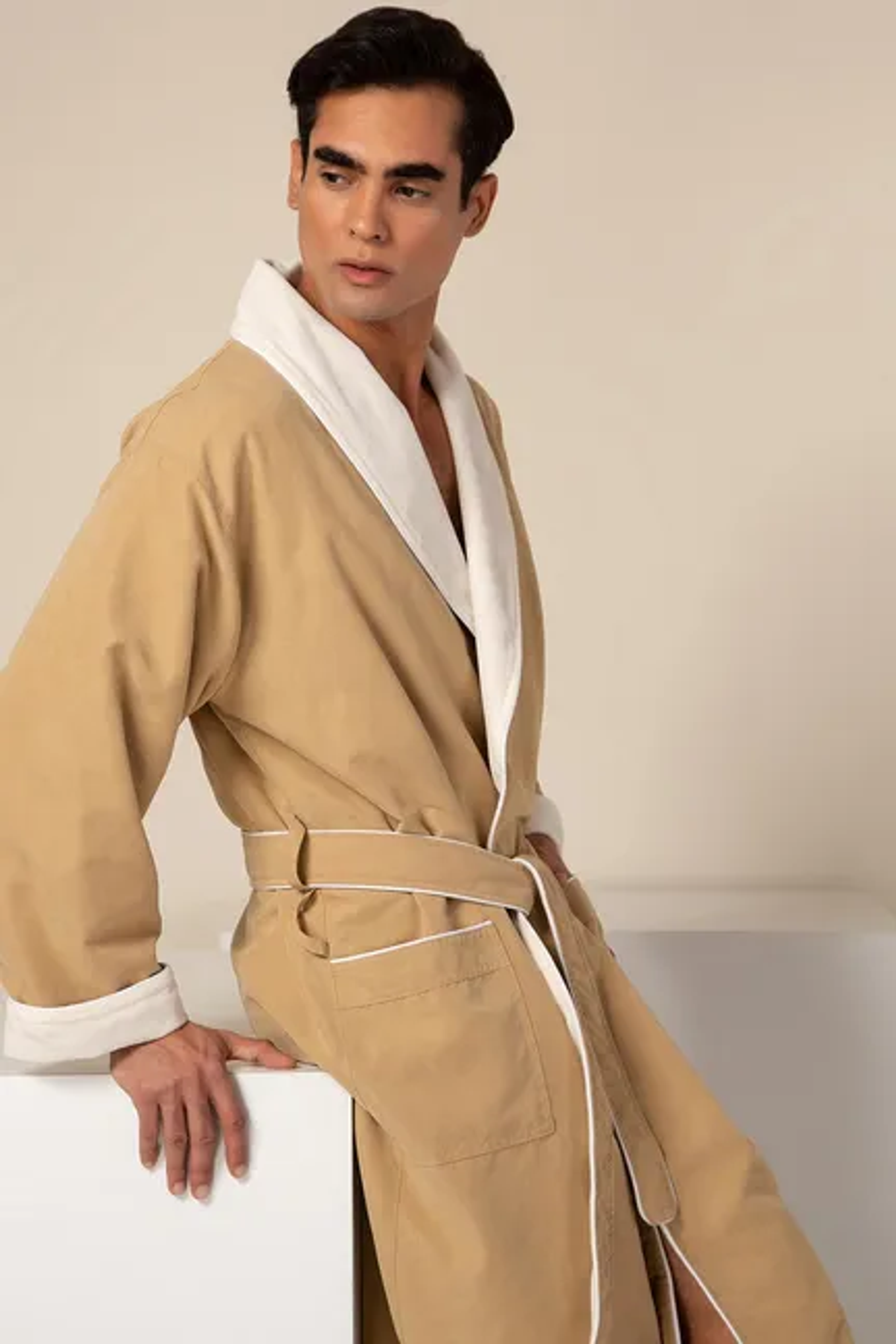 Men's Plush Lined Double Layer Microfiber Robe