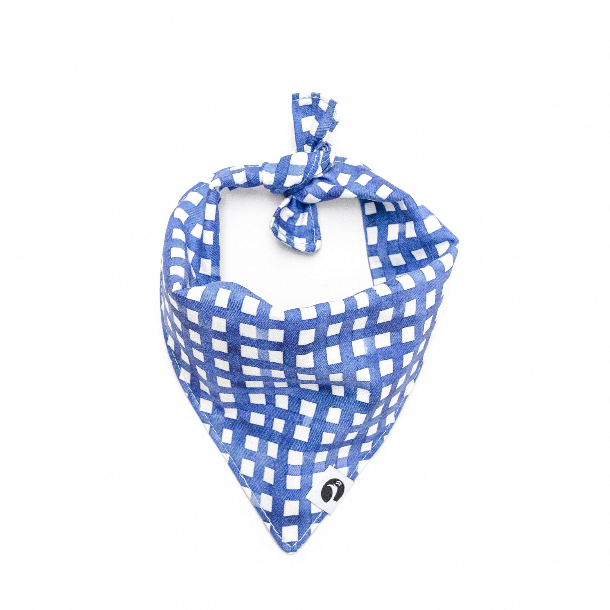 Navy Watercolor Plaid Dog Bandana Image 1