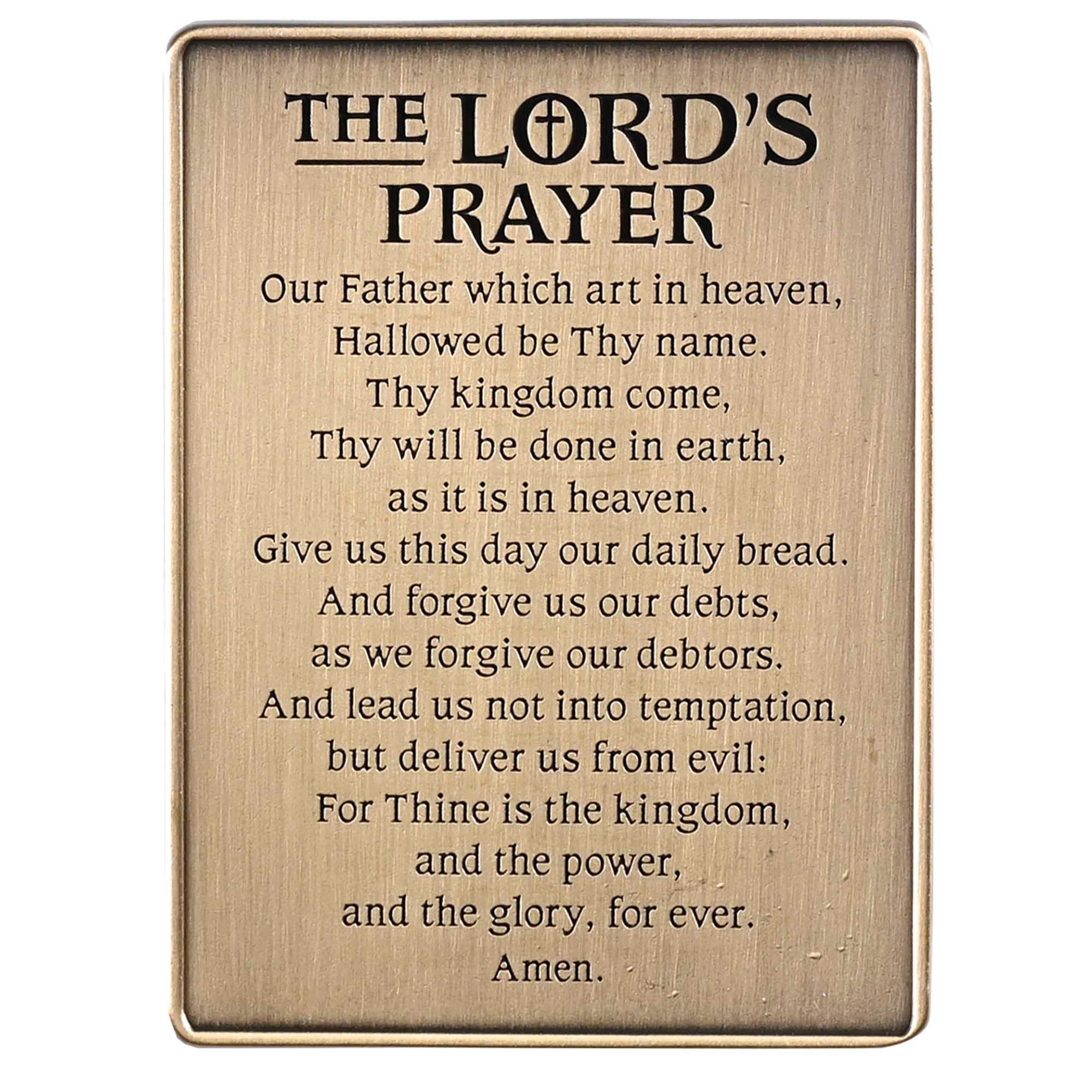 Visor Clip Lords Prayer KJV 2-1/4 Tall Zinc Alloy Metal Decorative Backer Card Clip On Back Easy Attachment