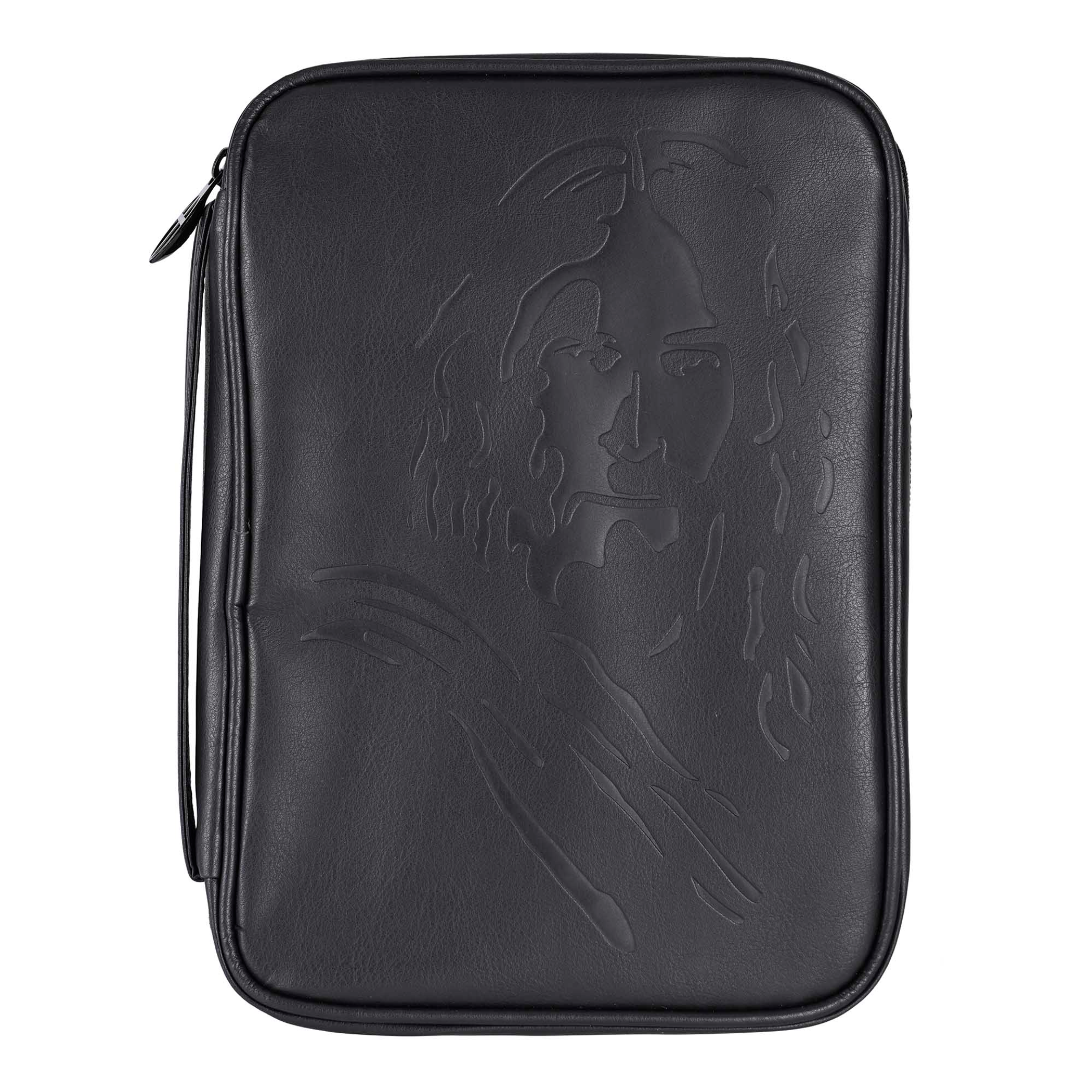 Bible Case Carrying Protection Large Print Thermal Sensitive Vinyl Material Black Smooth Matte Finish 7 3/4 X 2 1/2 X 11 1/4 Includes Slip Pocket Pen Loop Ribbon Bookmark