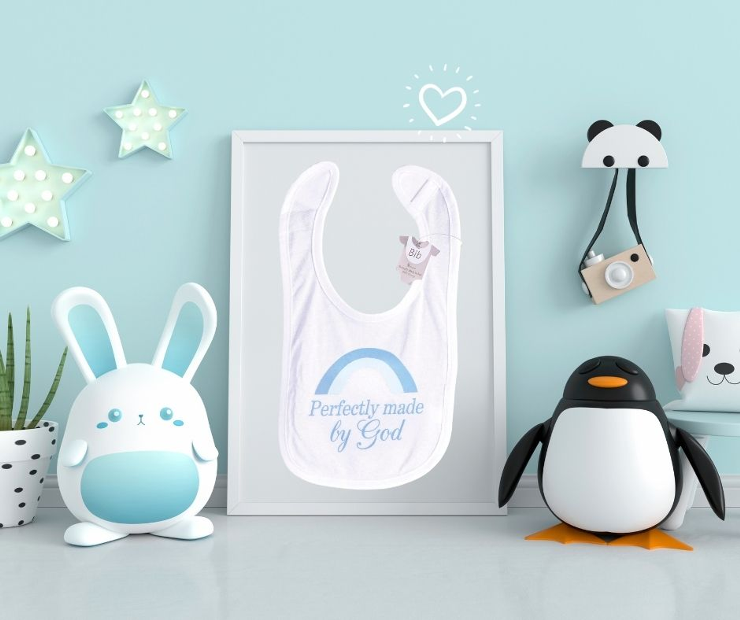 Babero para bebé con diseño azul arcoíris 100% algodón tamaño 9 x 11 1/2 ideal para regalo en baby shower apto para lavar a máquina