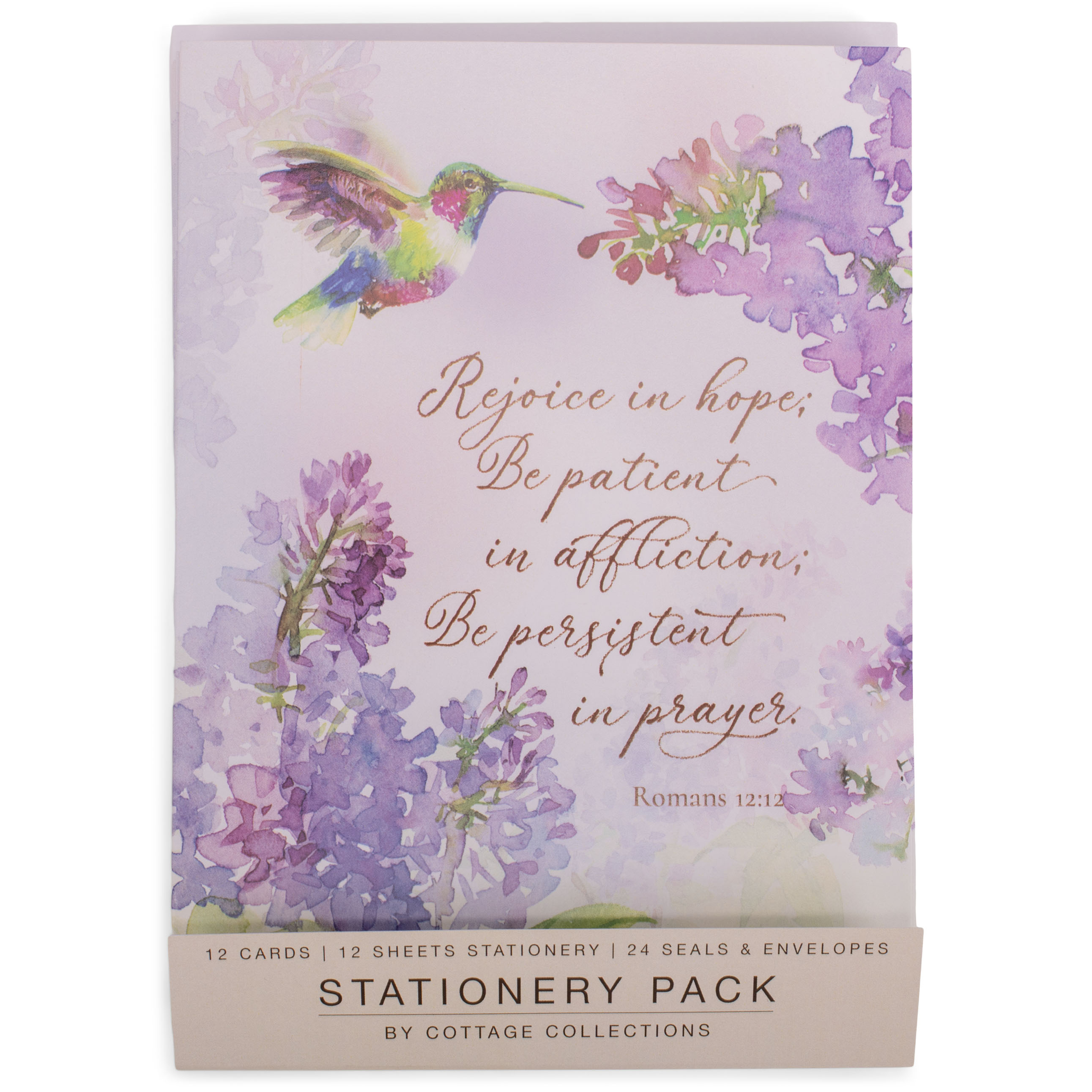 Stationery Set Encouragement Scripture 12 Notecards 12 Stationery Sheets 24 Seals And Envelopes Hummingbird Floral Accents Blank For Personalization