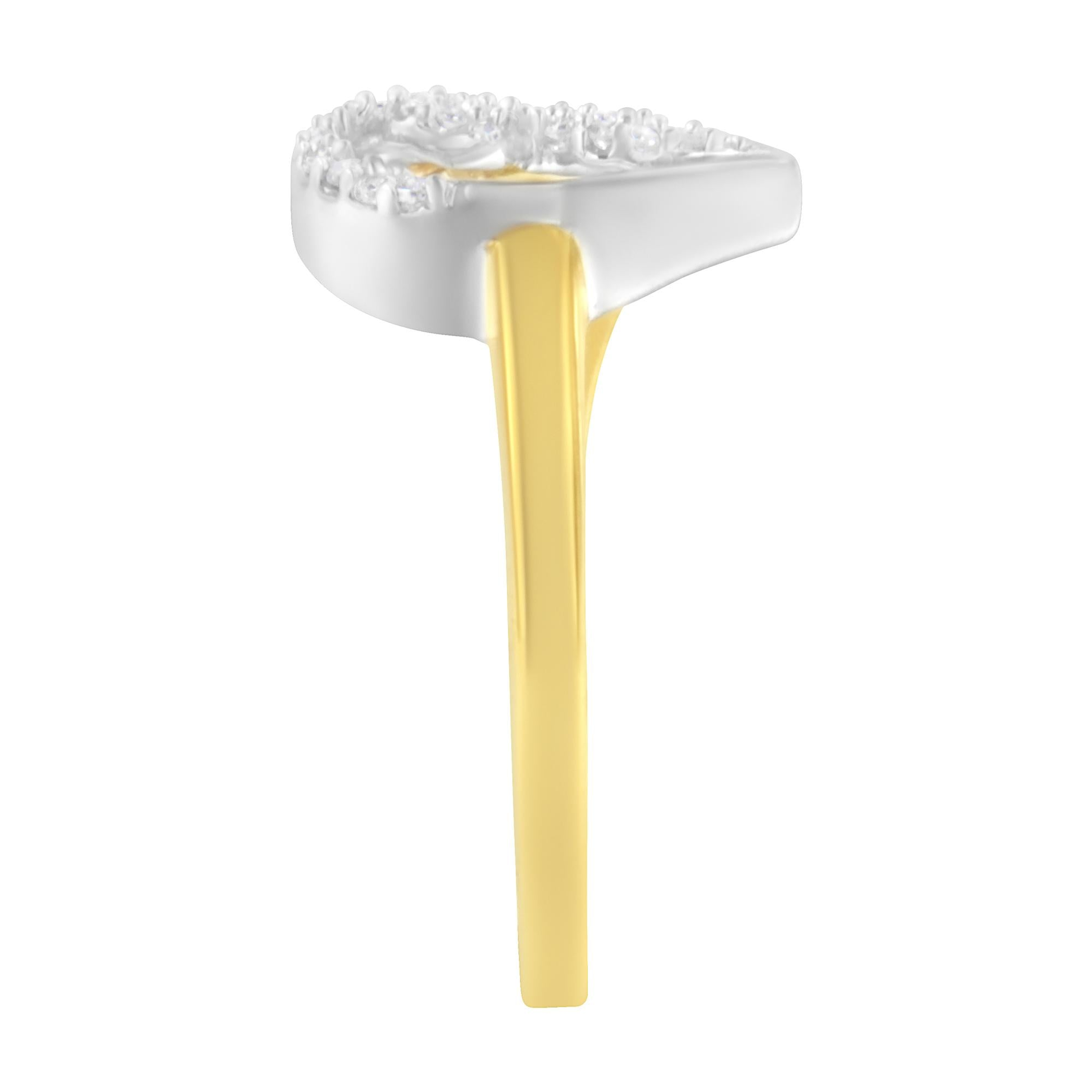 Ring Diamond Heart Shape Cluster 10K Two-Toned Gold 0.15ct Round Cut Diamonds H-I Color I1-I2 Clarity Elegant Classic Design