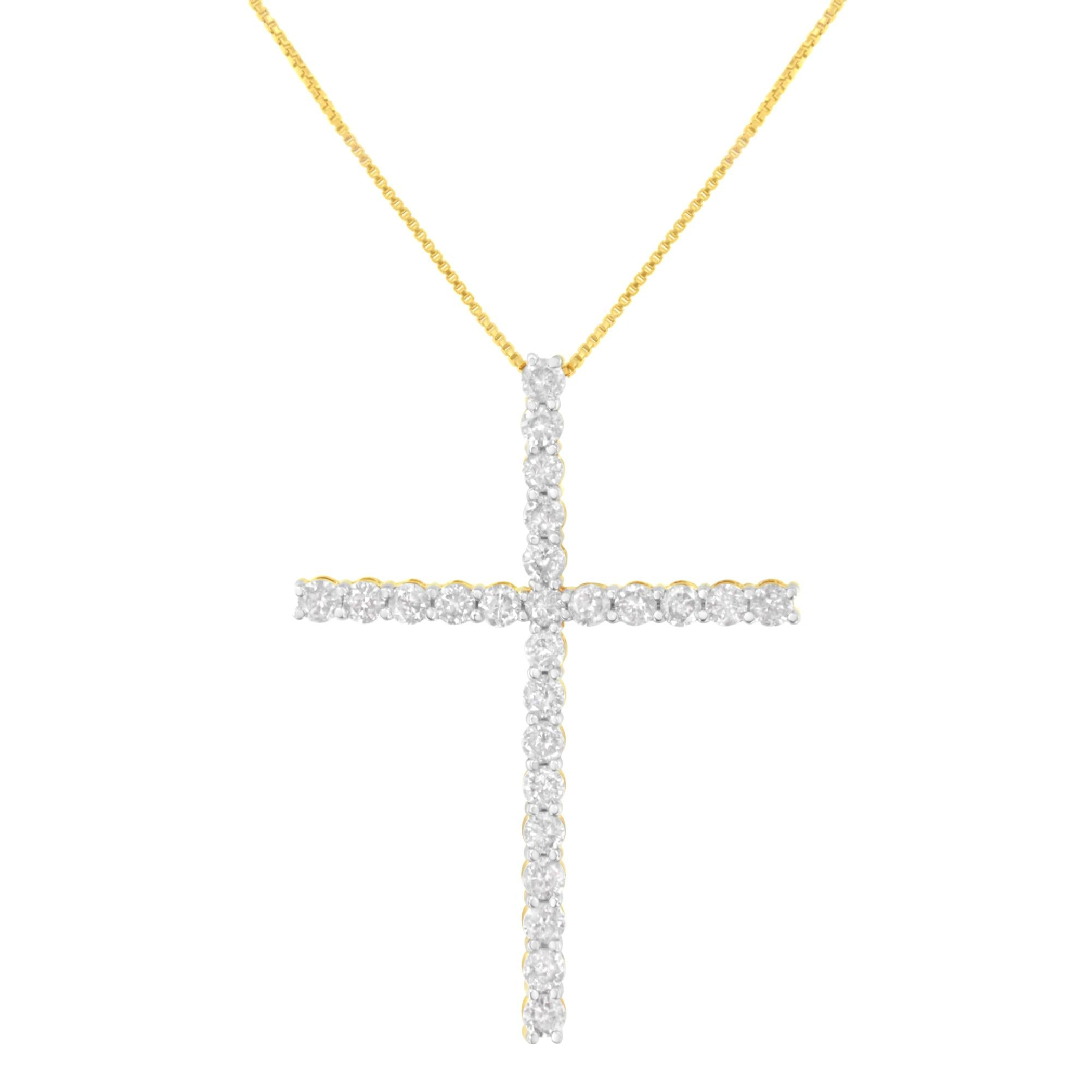 Jewelry Cross Pendant Necklace 18 Inch Box Chain 1 1/2 Inch Round Shape Diamond 3 0 Cttw J K Color I2 I3 Clarity Sterling Silver