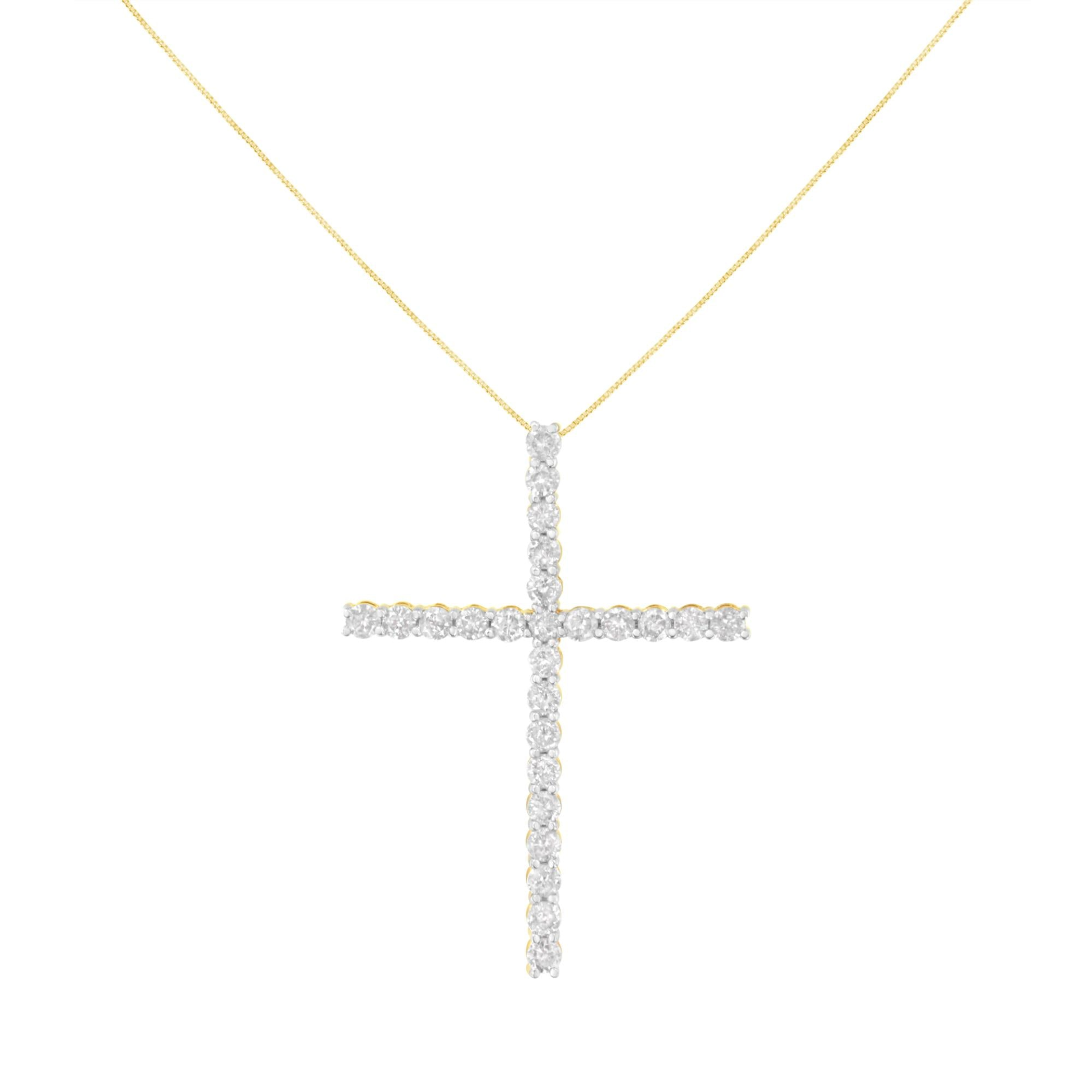 Jewelry Cross Pendant Necklace 18 Inch Box Chain 1 1/2 Inch Round Shape Diamond 3 0 Cttw J K Color I2 I3 Clarity Sterling Silver