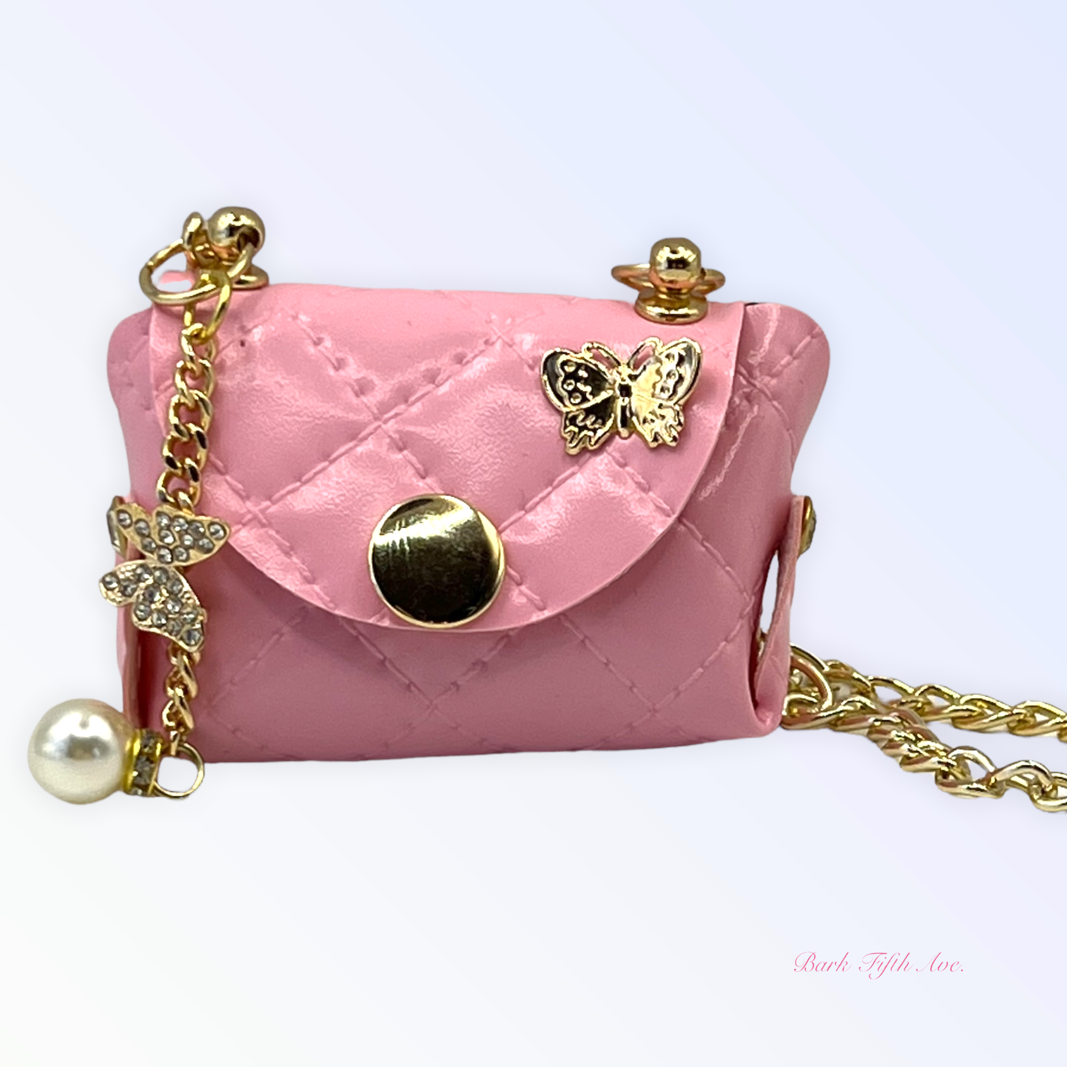 Pink Quilted Butterfly Pick-Up Bag Image 1