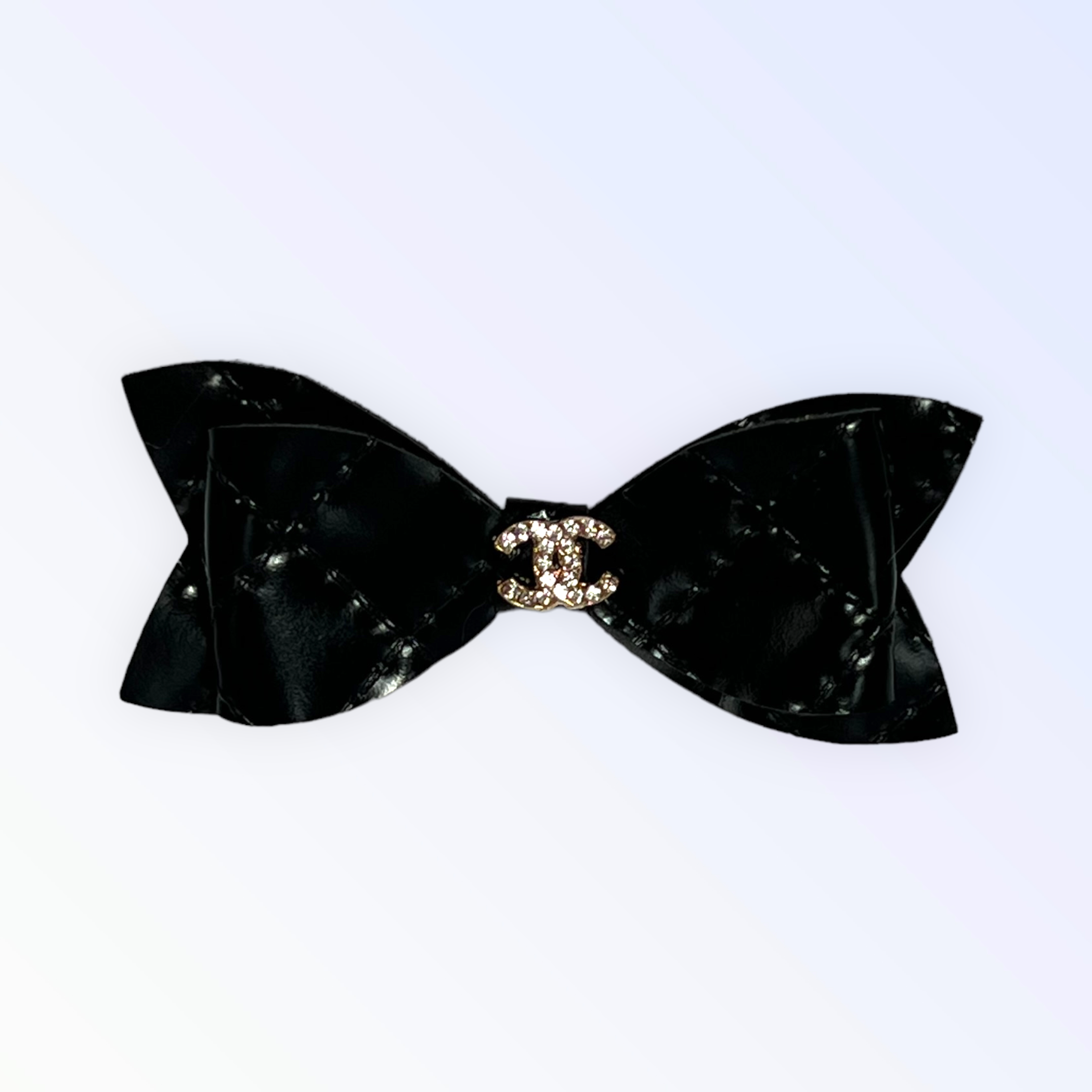 Quilted CC Leather Hair Bows Image 1
