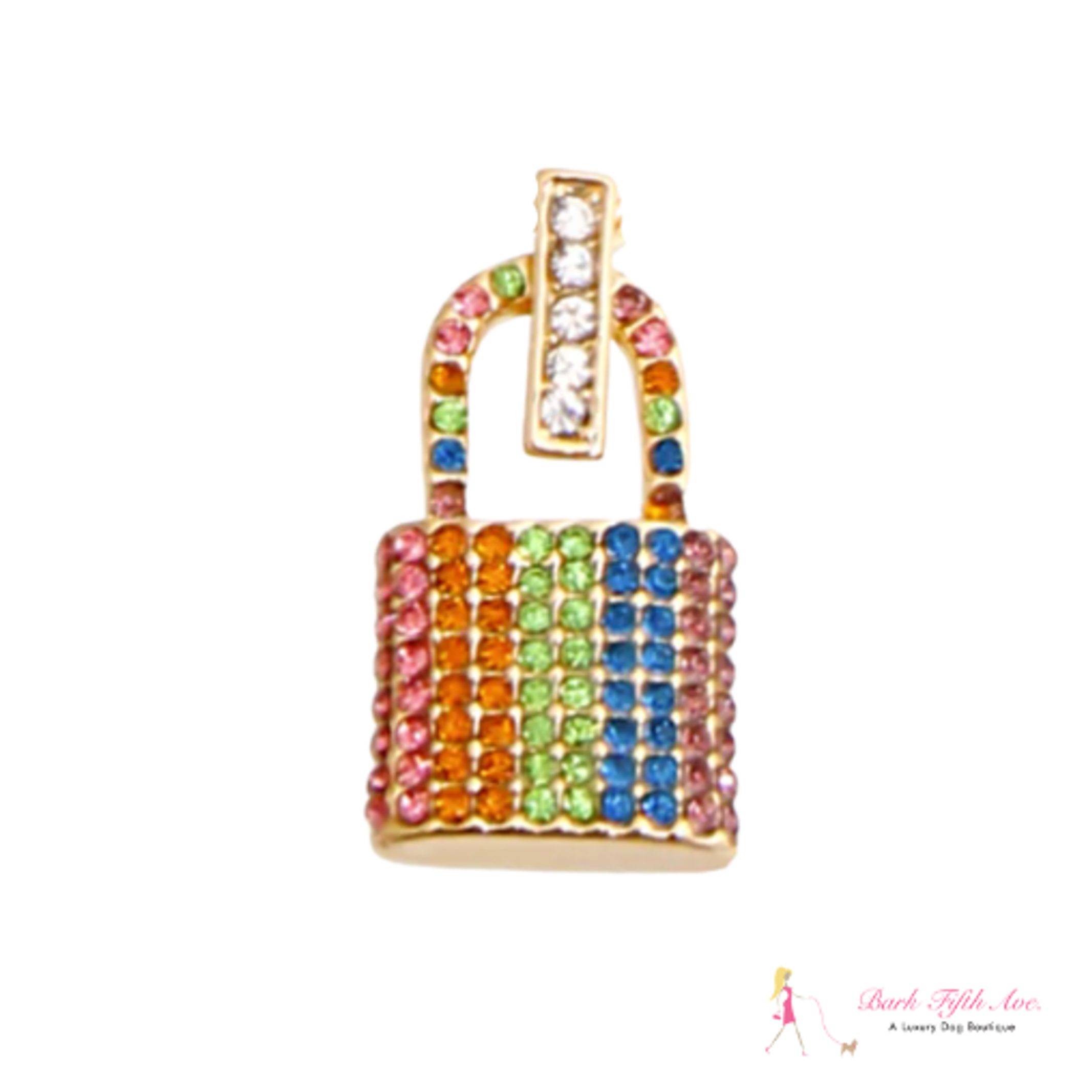 Rainbow Rhinestone Lock Charm Image 1