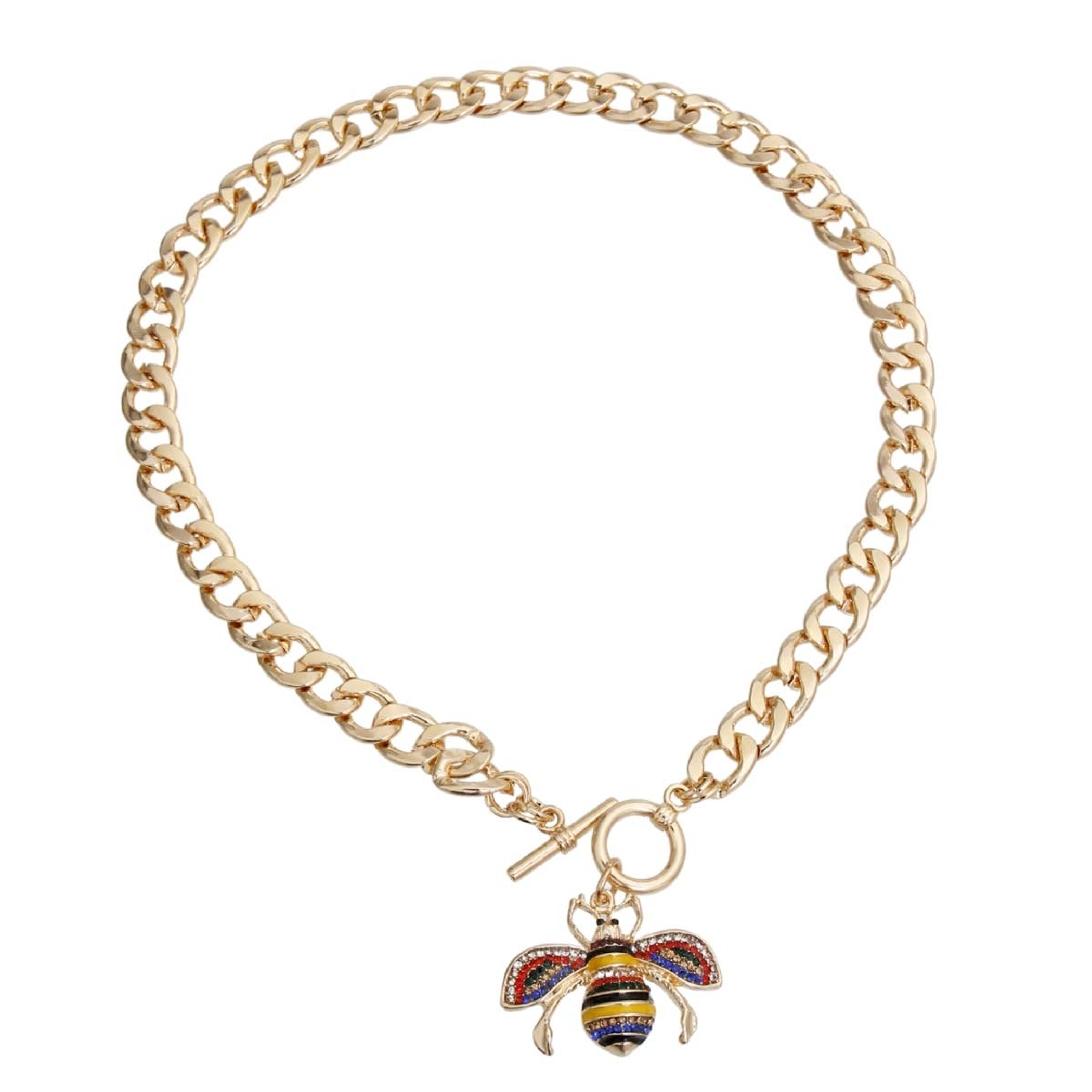 Rhinestone Bee Toggle Necklace Image 1