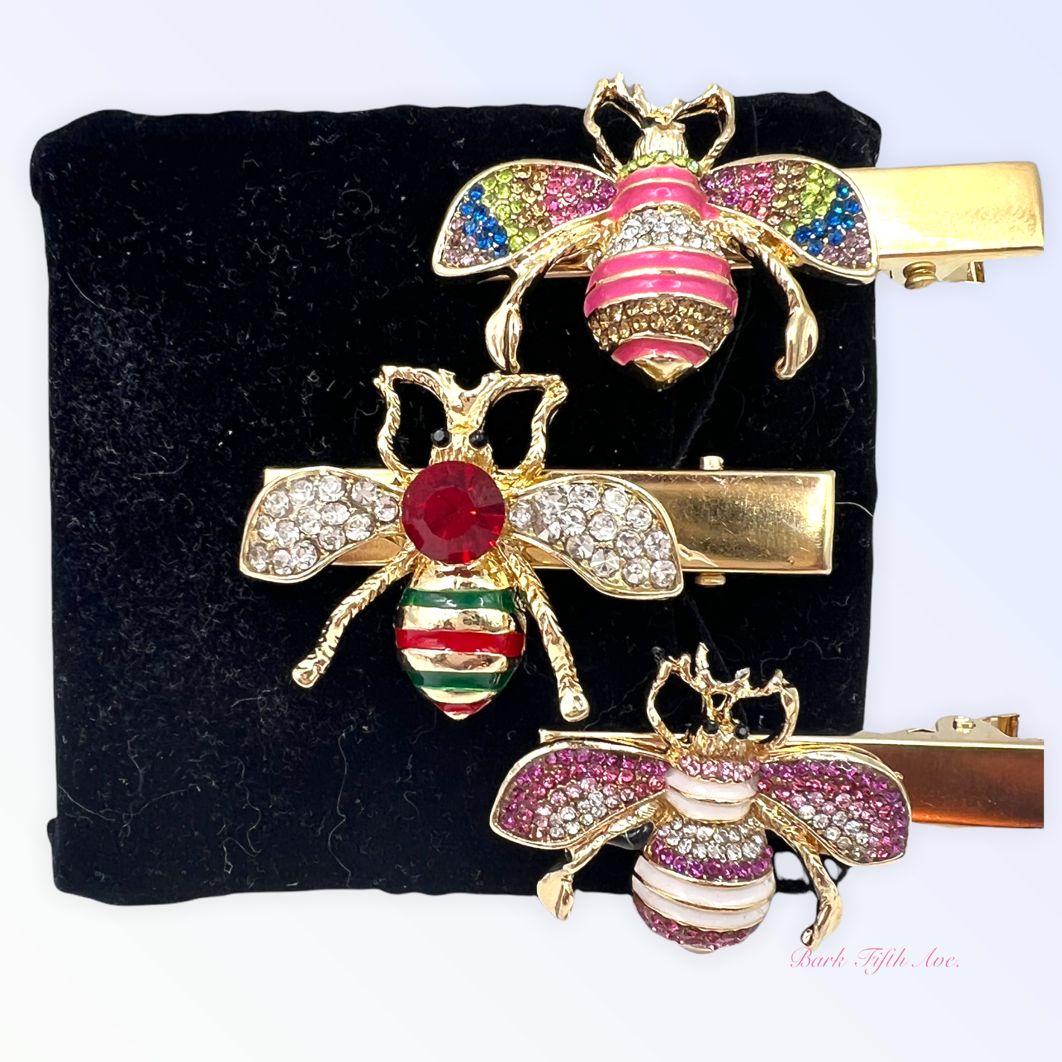 Rhinestone Bumble Bee Hair Clips Image 1