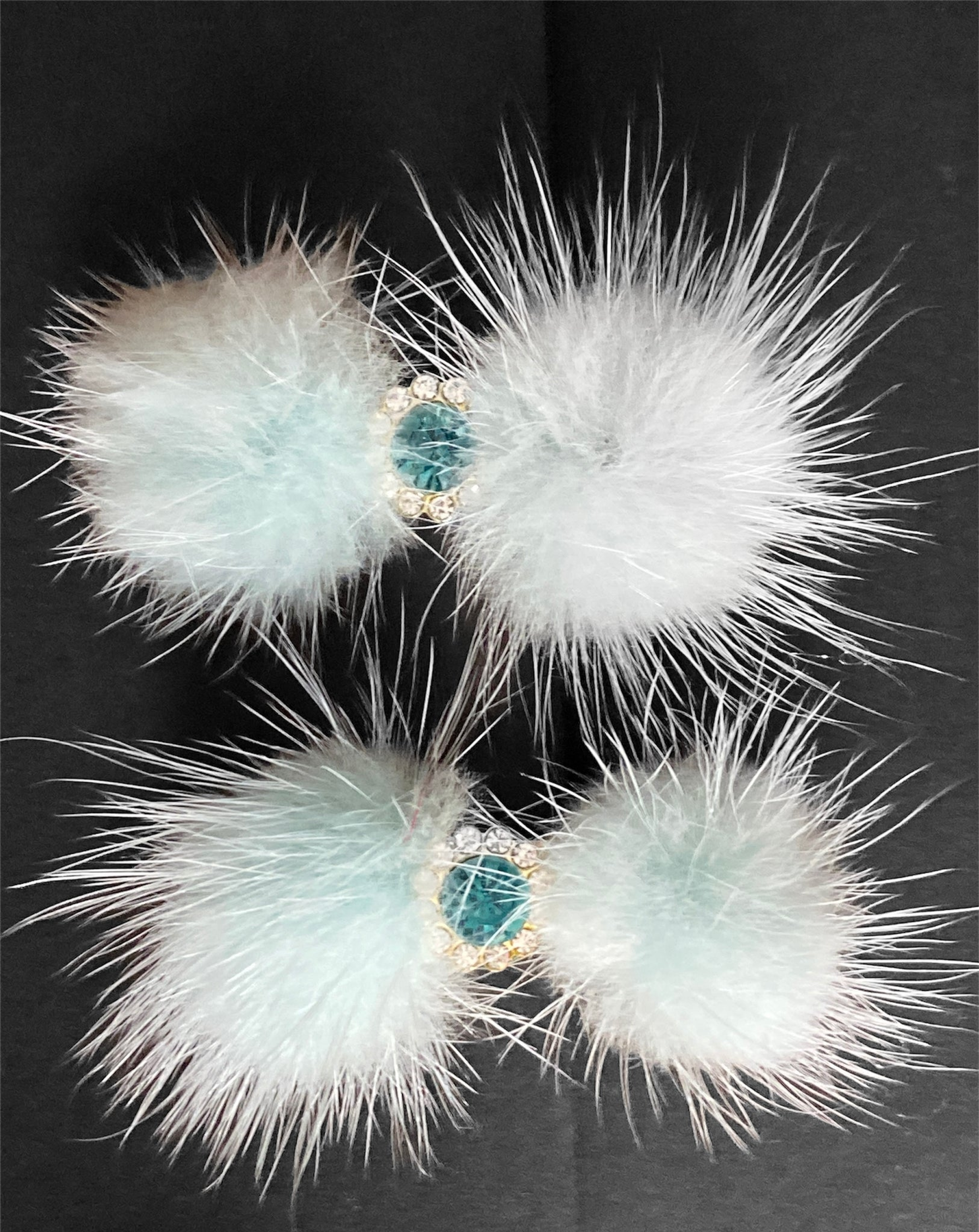 Snowflake Pom Pom Hair Barrettes Image 1