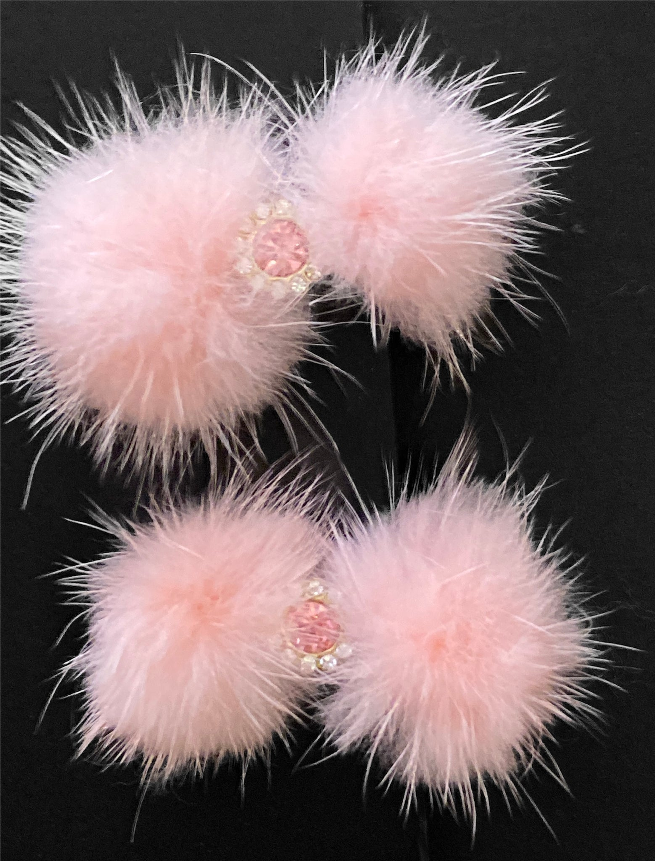 Snowflake Pom Pom Hair Barrettes Image 1