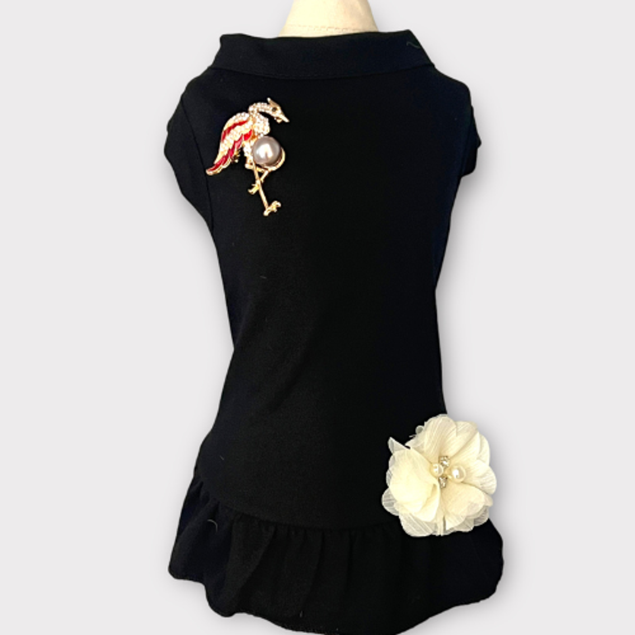 Elegant Flamingo Rhinestone and Pearl-Dog Dress Image 1