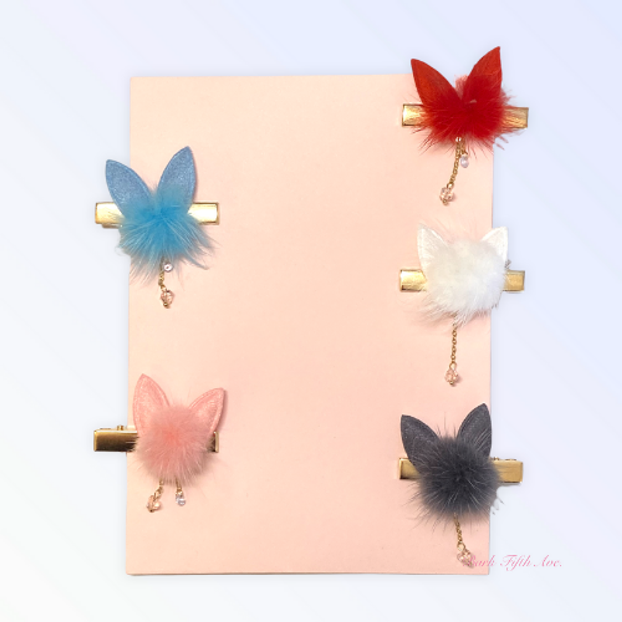 Fuzzy Bunny Pom Pom Hair Barrette Image 1