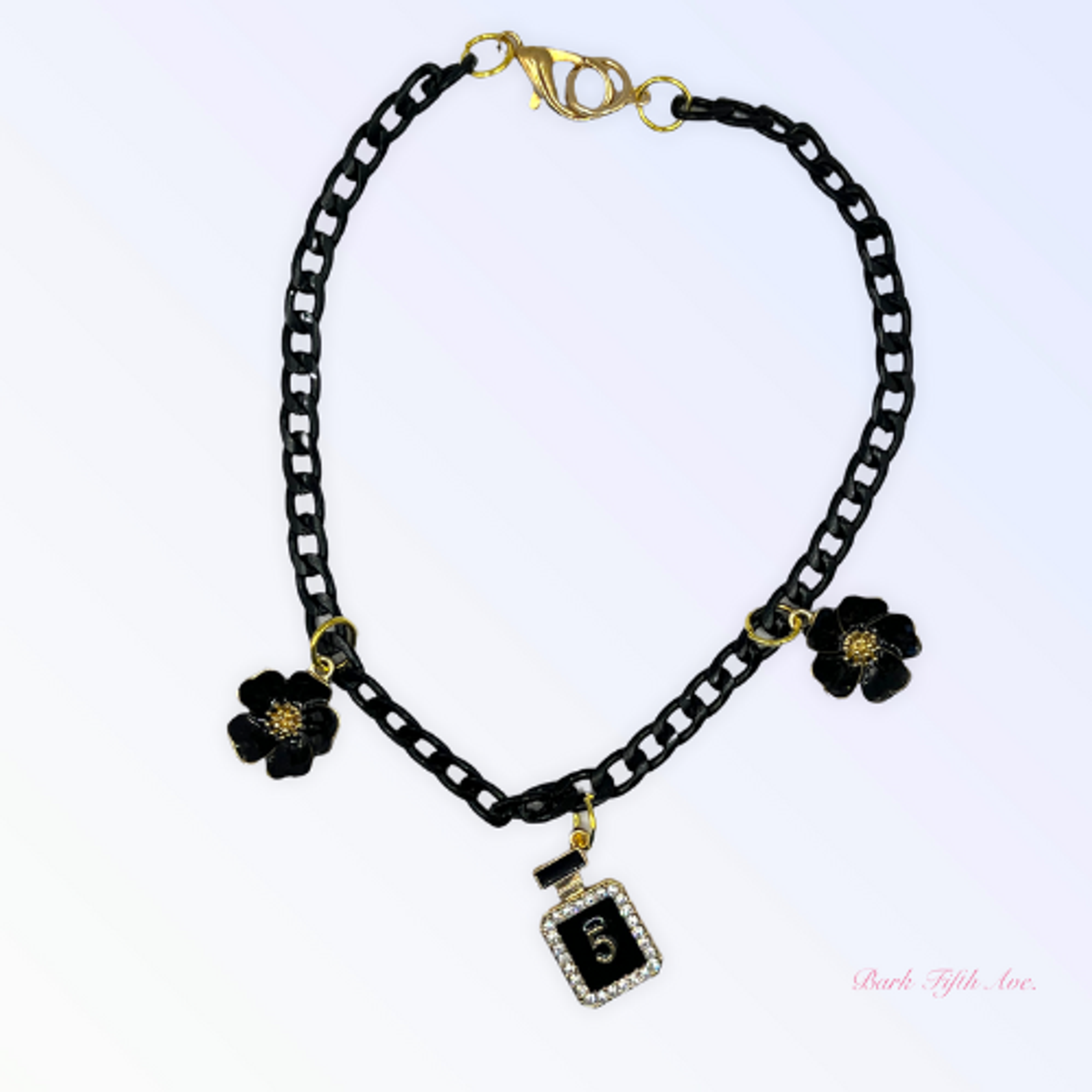Black & Gold NO. 5 - 3 Charm Necklace Image 1