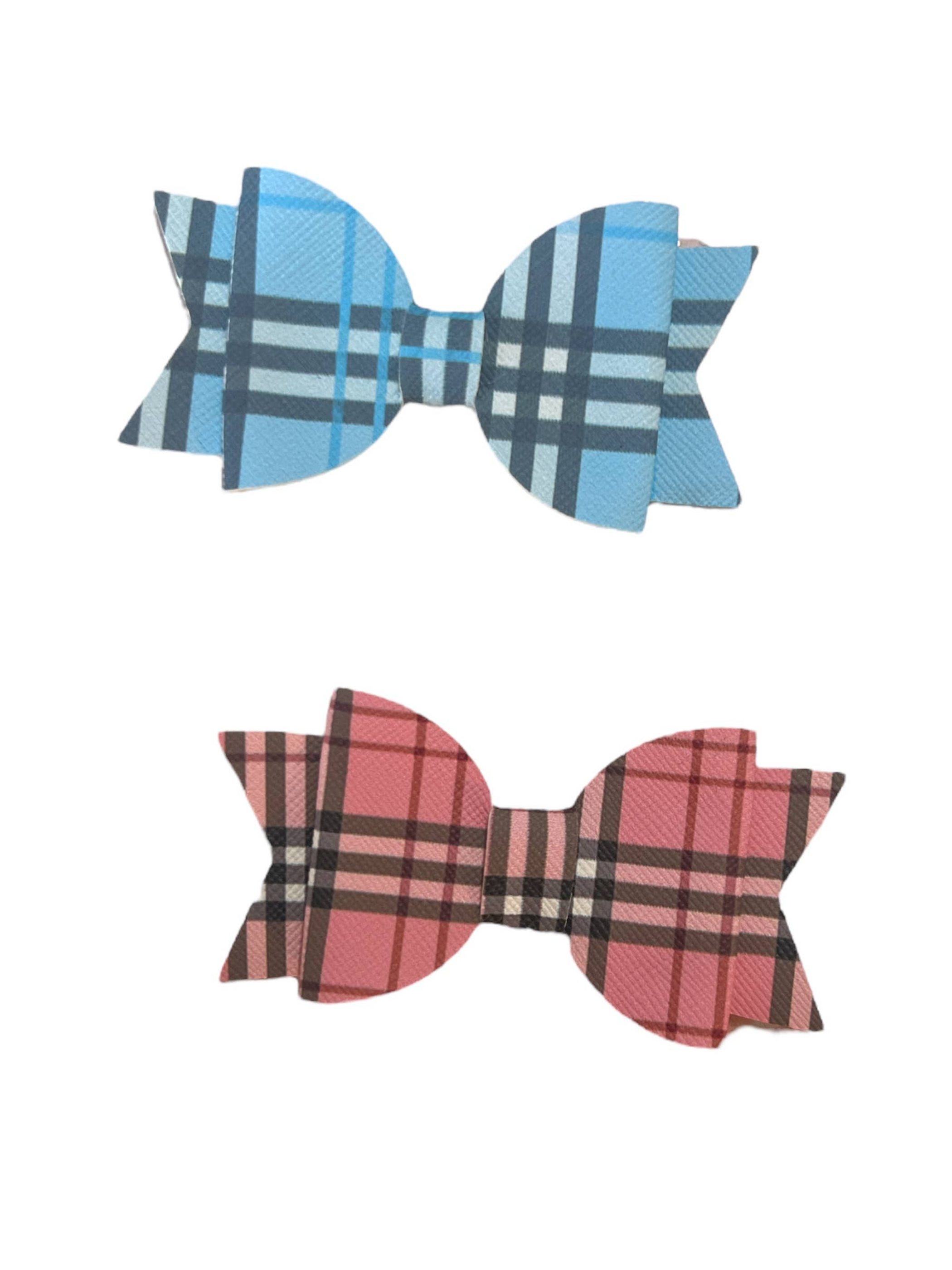 Plaid Vegan Letherette Dog Hair Barrette Image 1