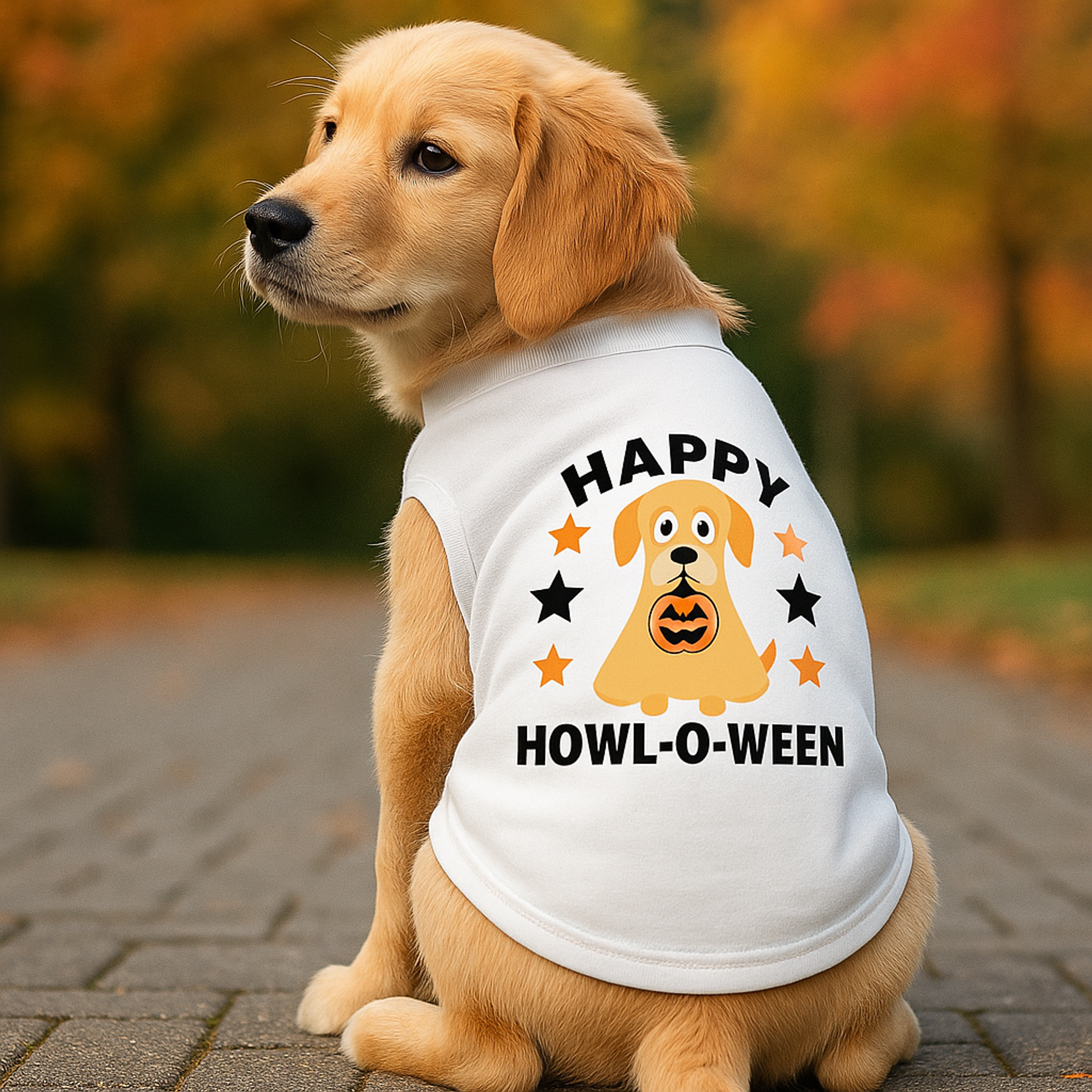 Pumpkin Pup Ghost Dog Tee Image 1