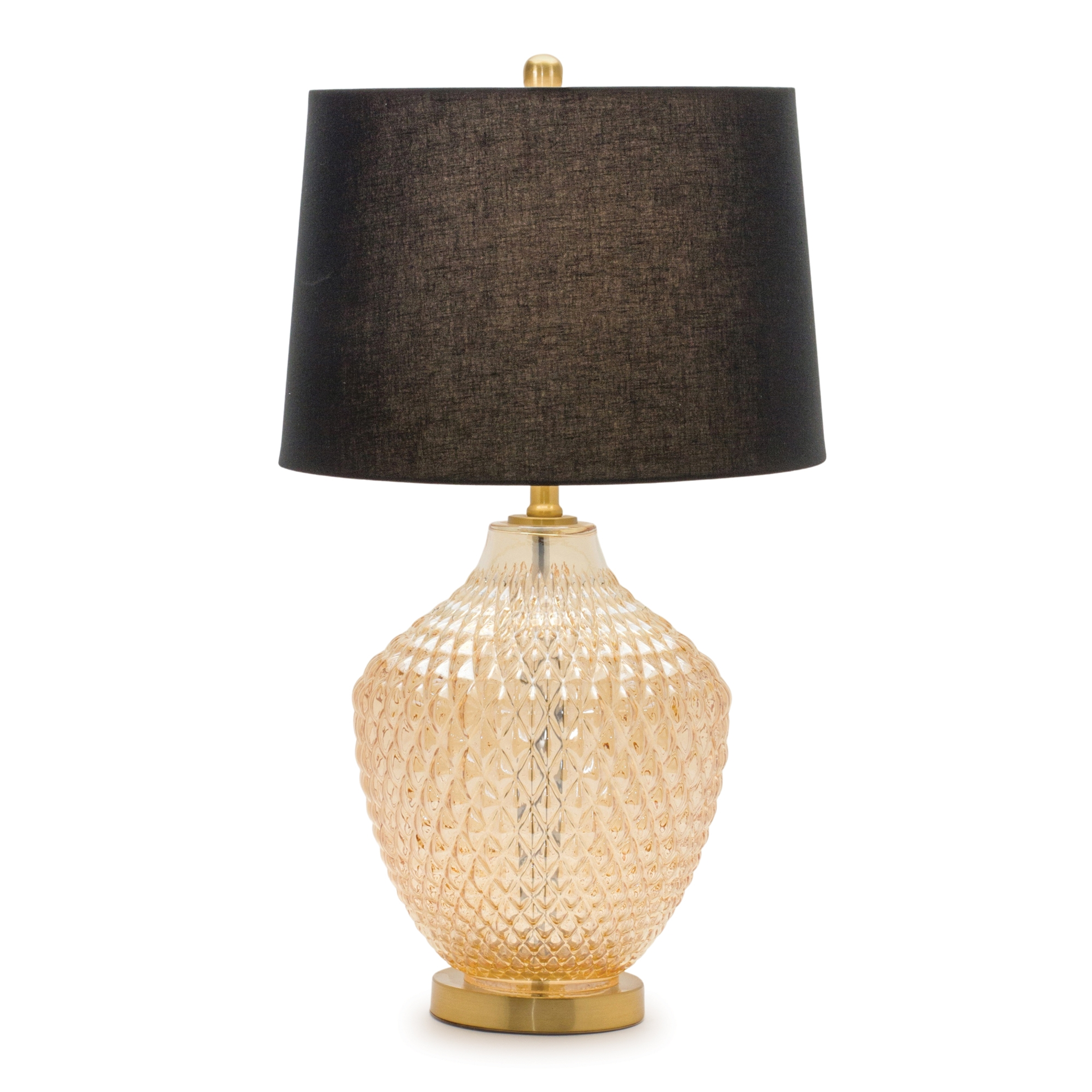 Lamp Illuminate Living Space Textured Glass Base Linen Shade Gold Metal Accent Sturdy Composition Requires 1 A18 Bulb 80 Watts