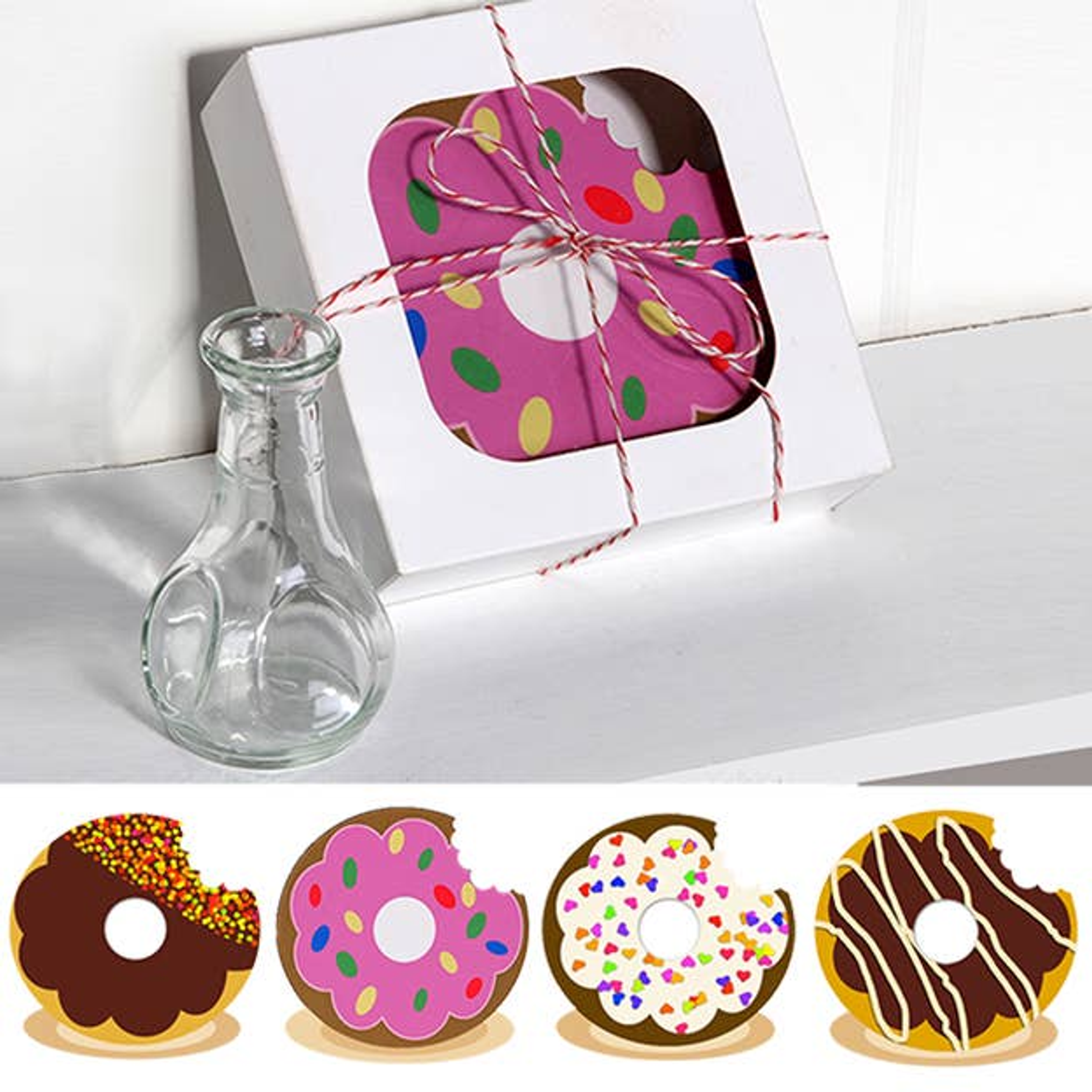 Coaster Limited Edition Hardboard Design 4.25 x 4.25 Inches Glossy Surface Rubber Feet Pack of Four
