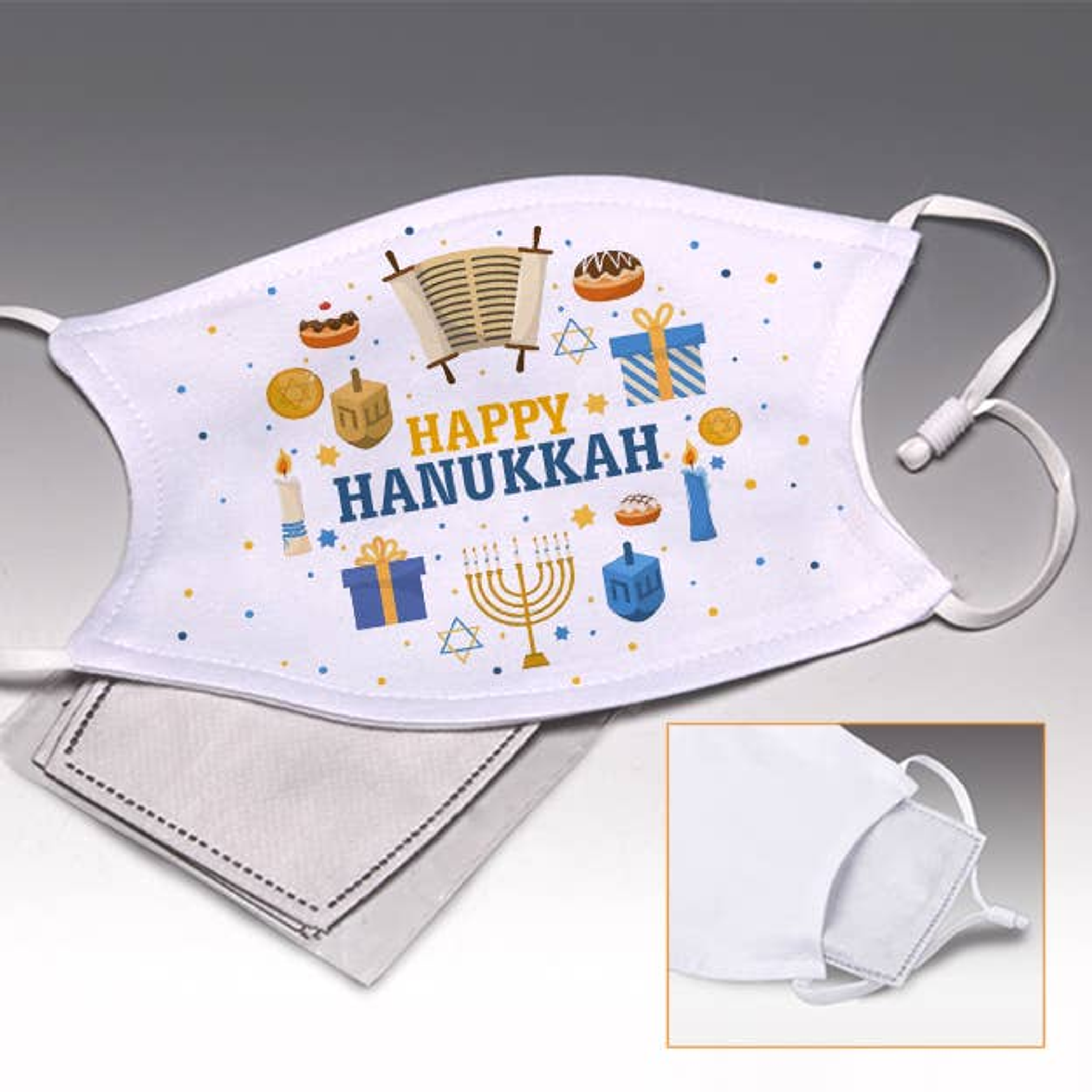 Caja de regalo con máscaras para adultos incluye dos máscaras ajustables de poliéster con filtros y etiqueta de regalo tamaño 5.5 x 2.75 x 0.75 pulgadas