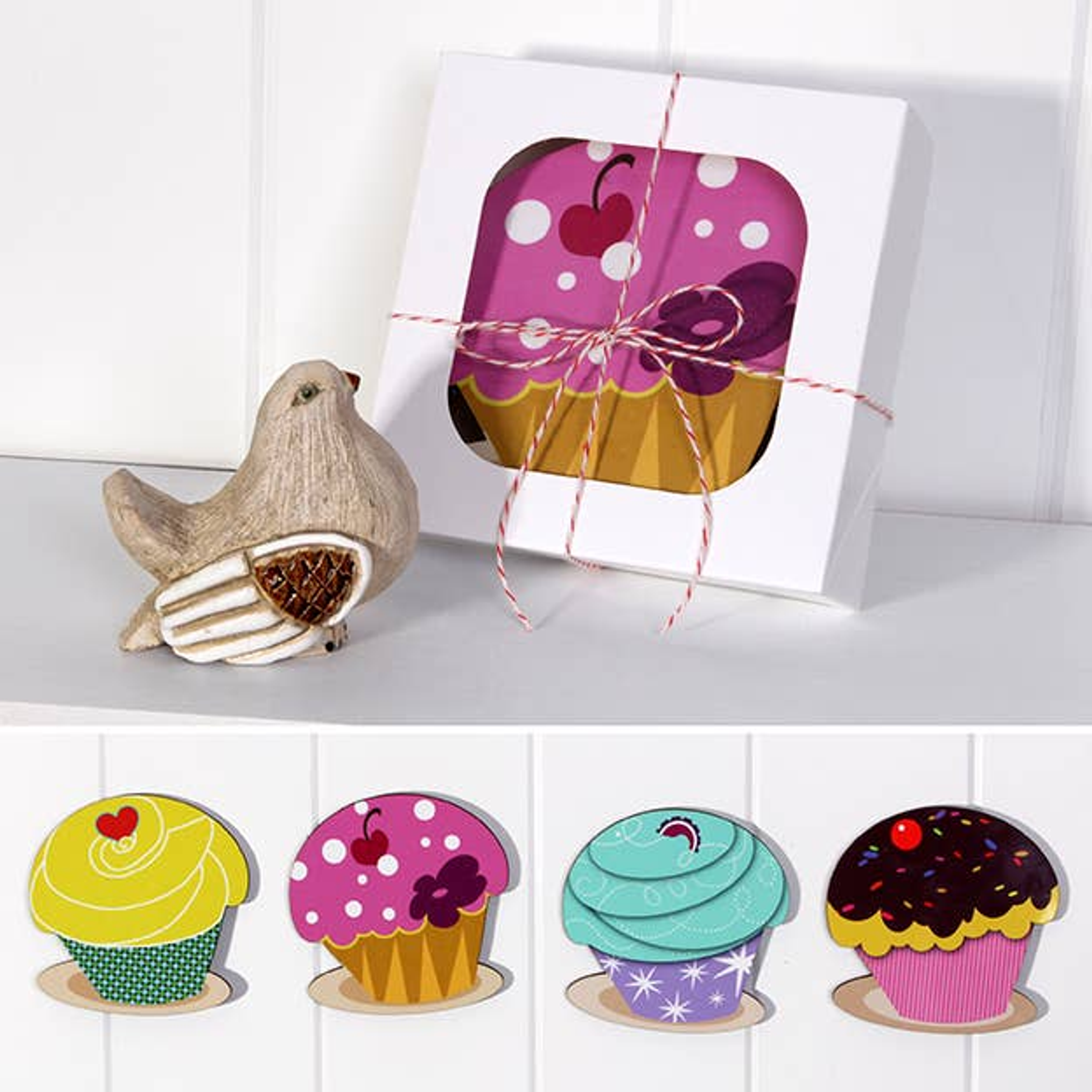Coaster Limited Edition Hardboard Hand-Printed Glossy 4.25 Inch Four Designs Rubber Feet Cellophane Sleeve