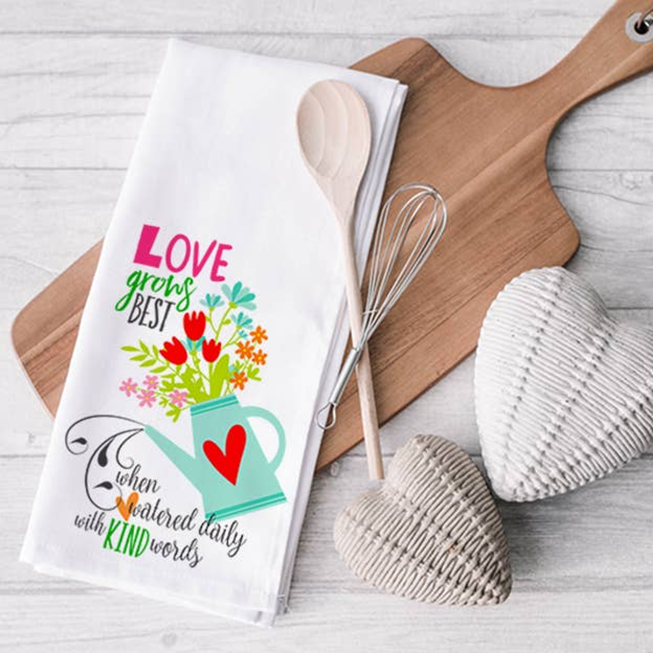 Towel Kitchen Art 18 Inch x 28 Inch Cotton Whimsical Design Hanging Tab Packaged with Care Instructions