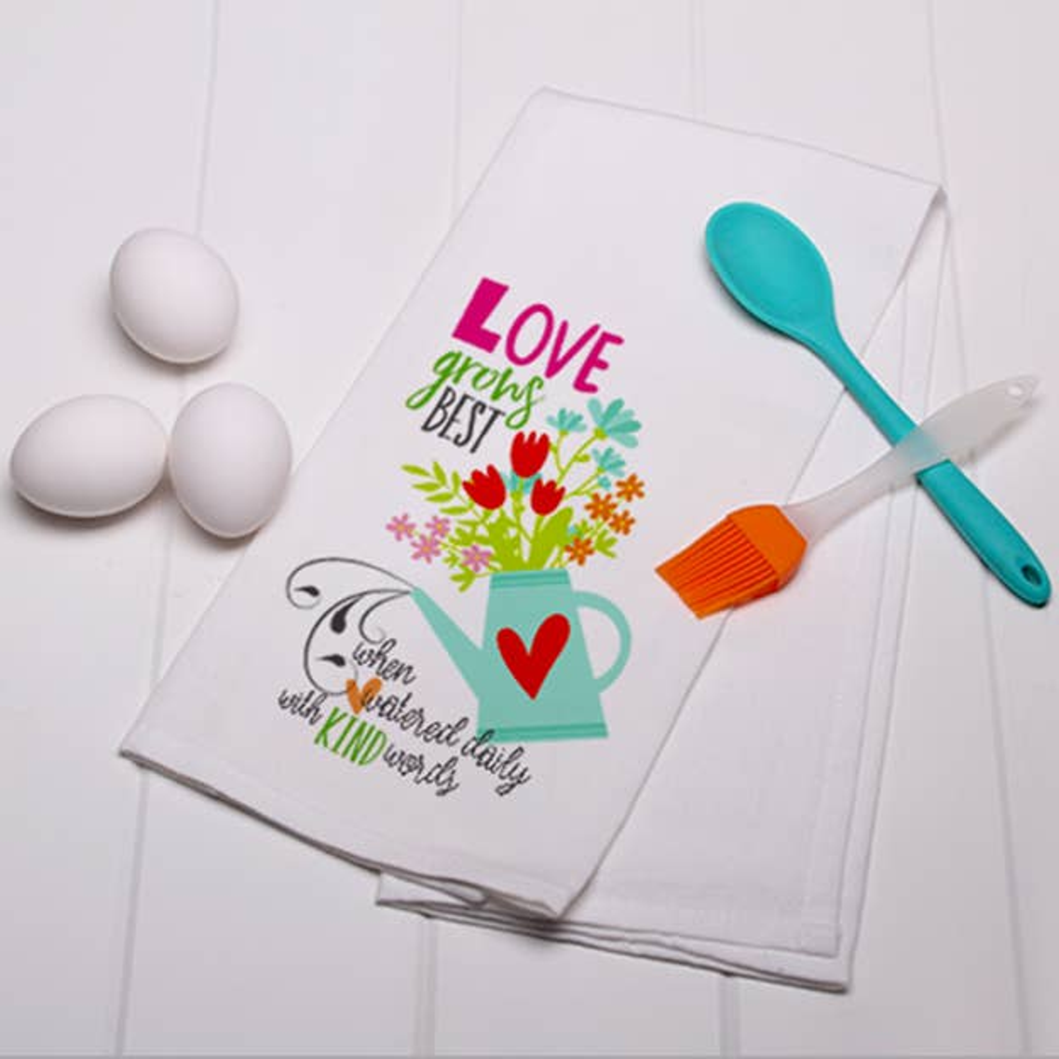Towel Kitchen Art 18 Inch x 28 Inch Cotton Whimsical Design Hanging Tab Packaged with Care Instructions