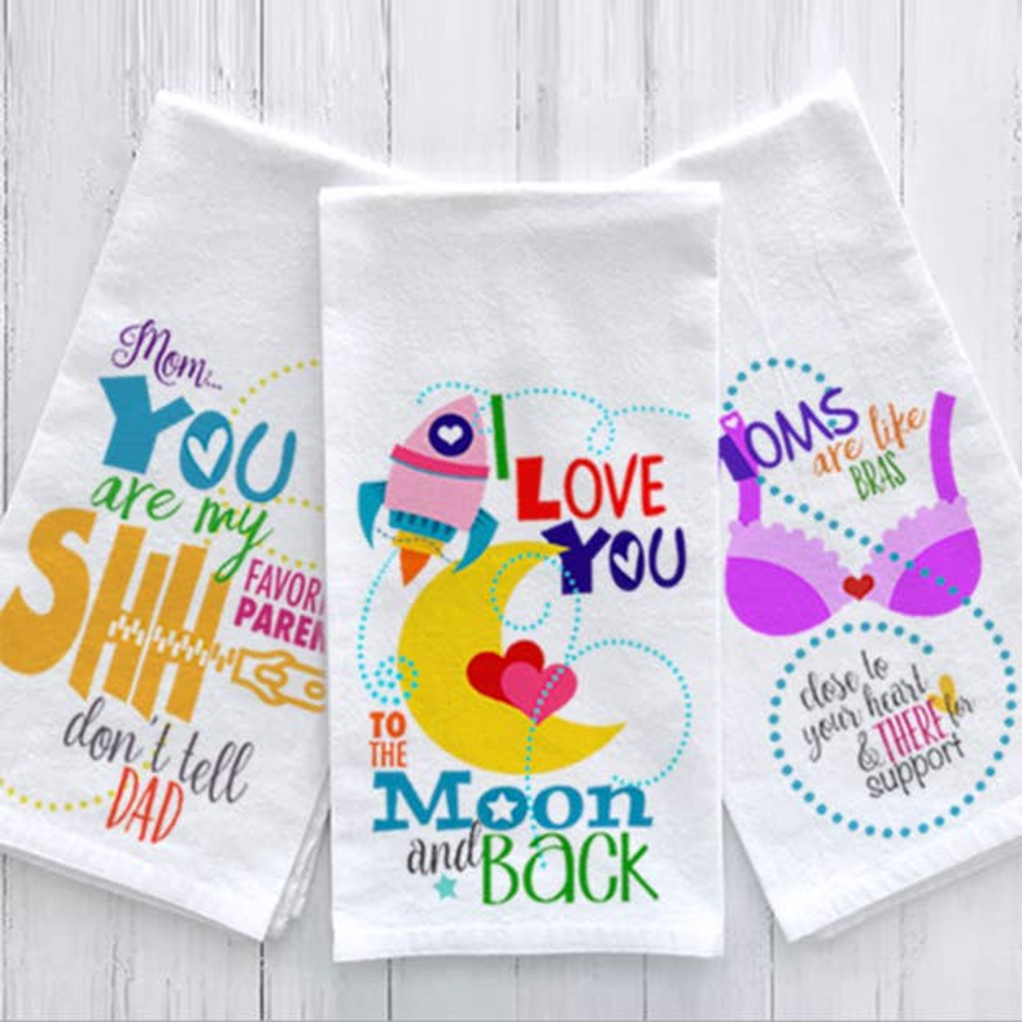 Towel Kitchen Art Gift for Mom 18 x 28 Inches Cotton Hand-Printed Flat-Weave Includes Hanging Tab Care Instructions