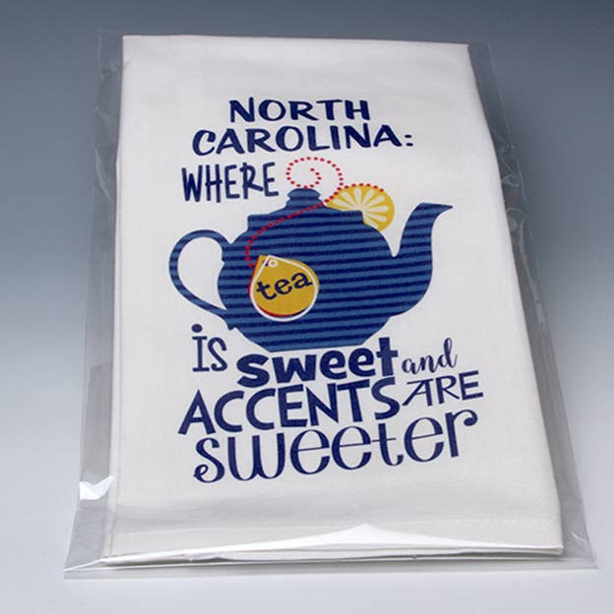 Towel Kitchen Tea Sweet Original Design Cotton 18 x 28 Inches Hanging Tab Clear Cellophane Bag Care Instructions