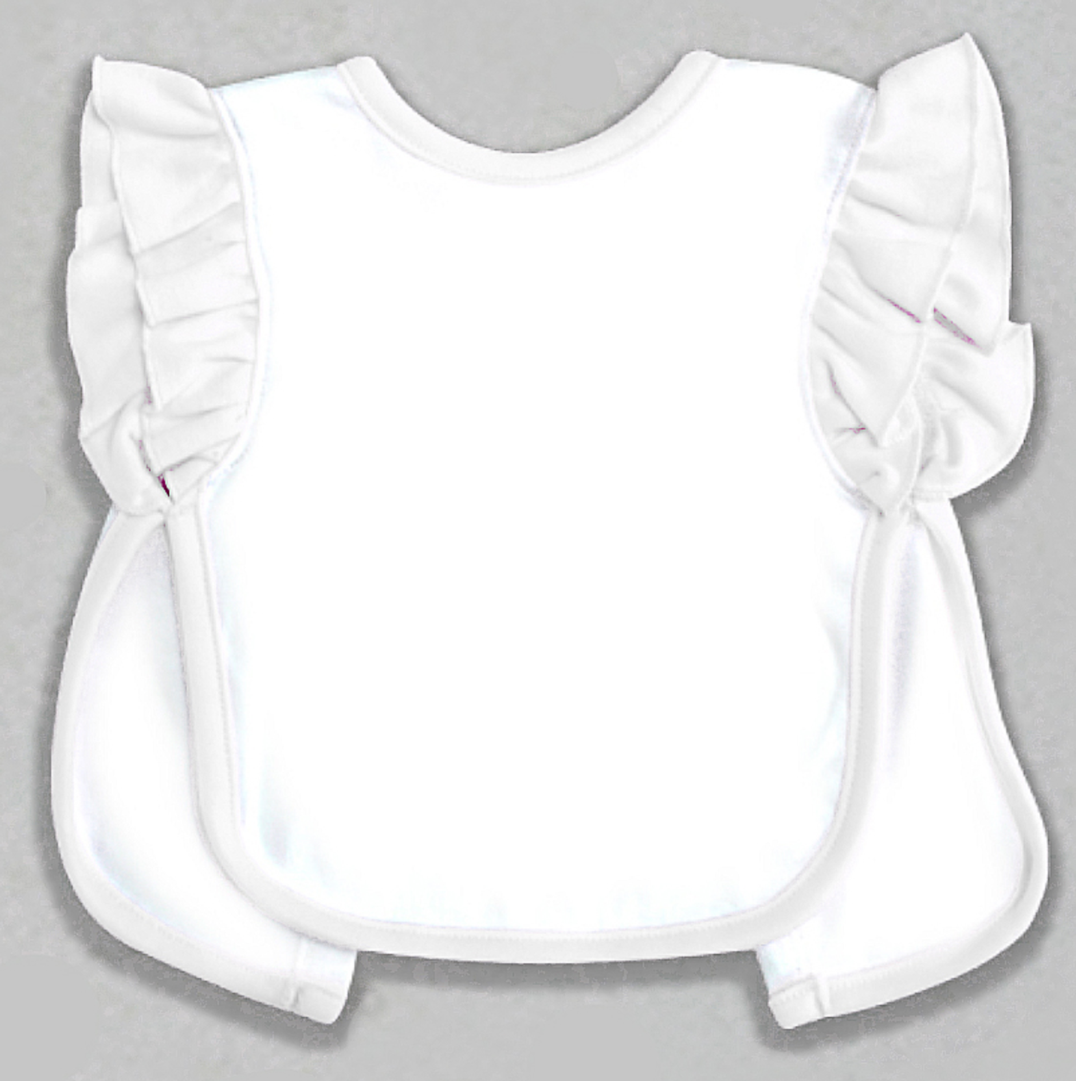 Bib para bebés con cierre de lazo estampado 2 capas color blanco y rosa 65% poliéster 35% algodón personalizable y lavable a máquina