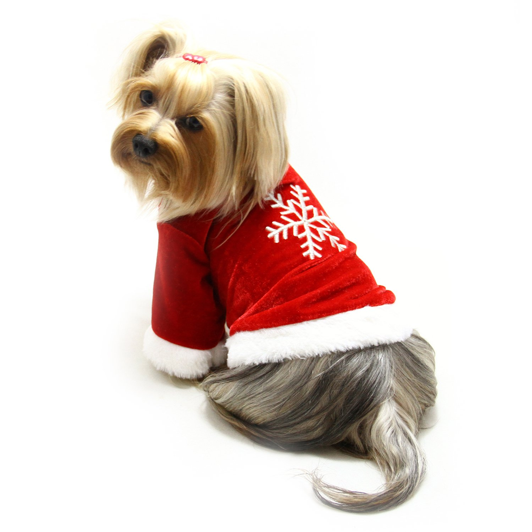 Velour Holiday Shirt with Sparkling Silver Snowflake Image 1