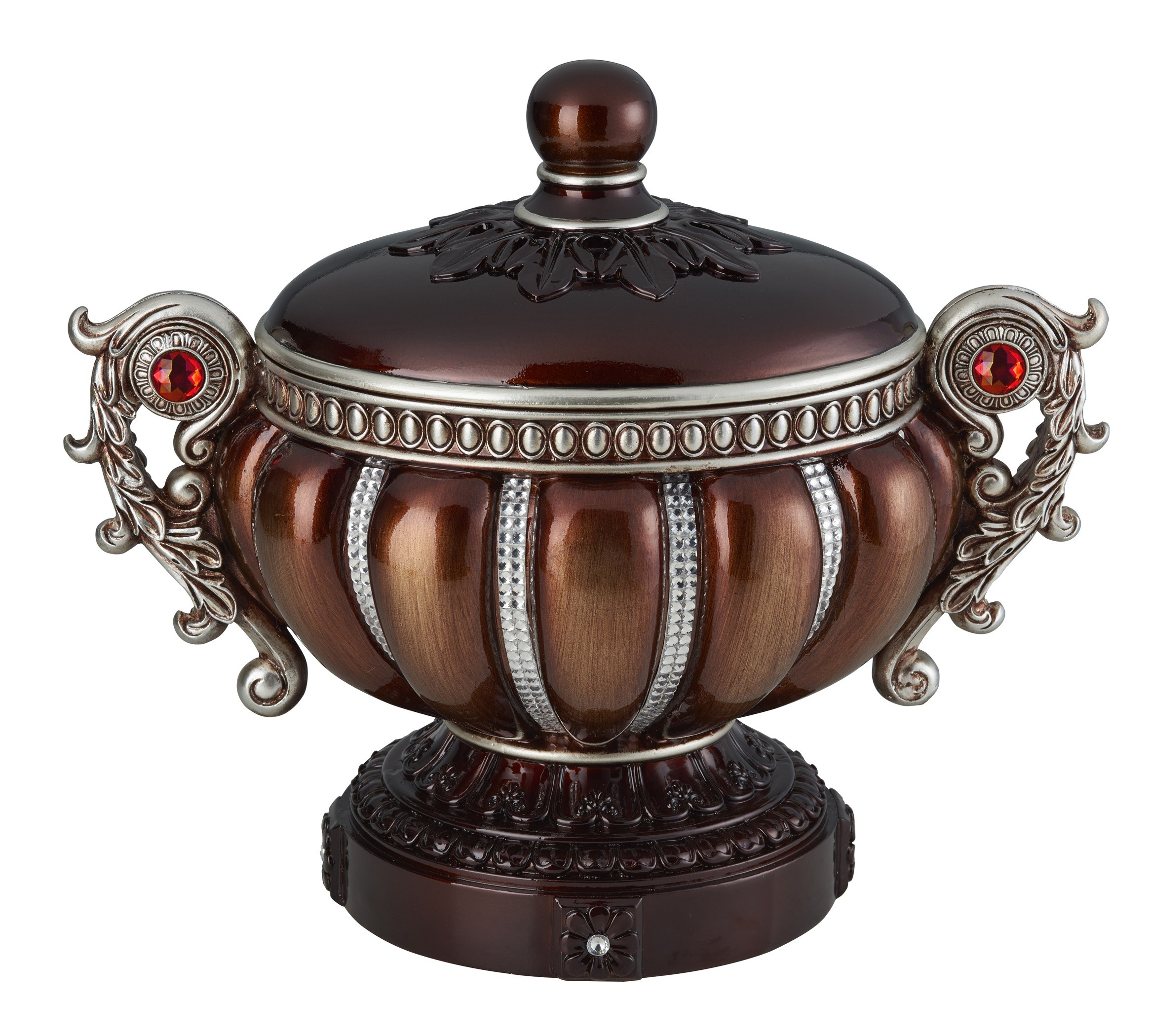 Resin Floral Scroll Jewelry Box With Metal Accents