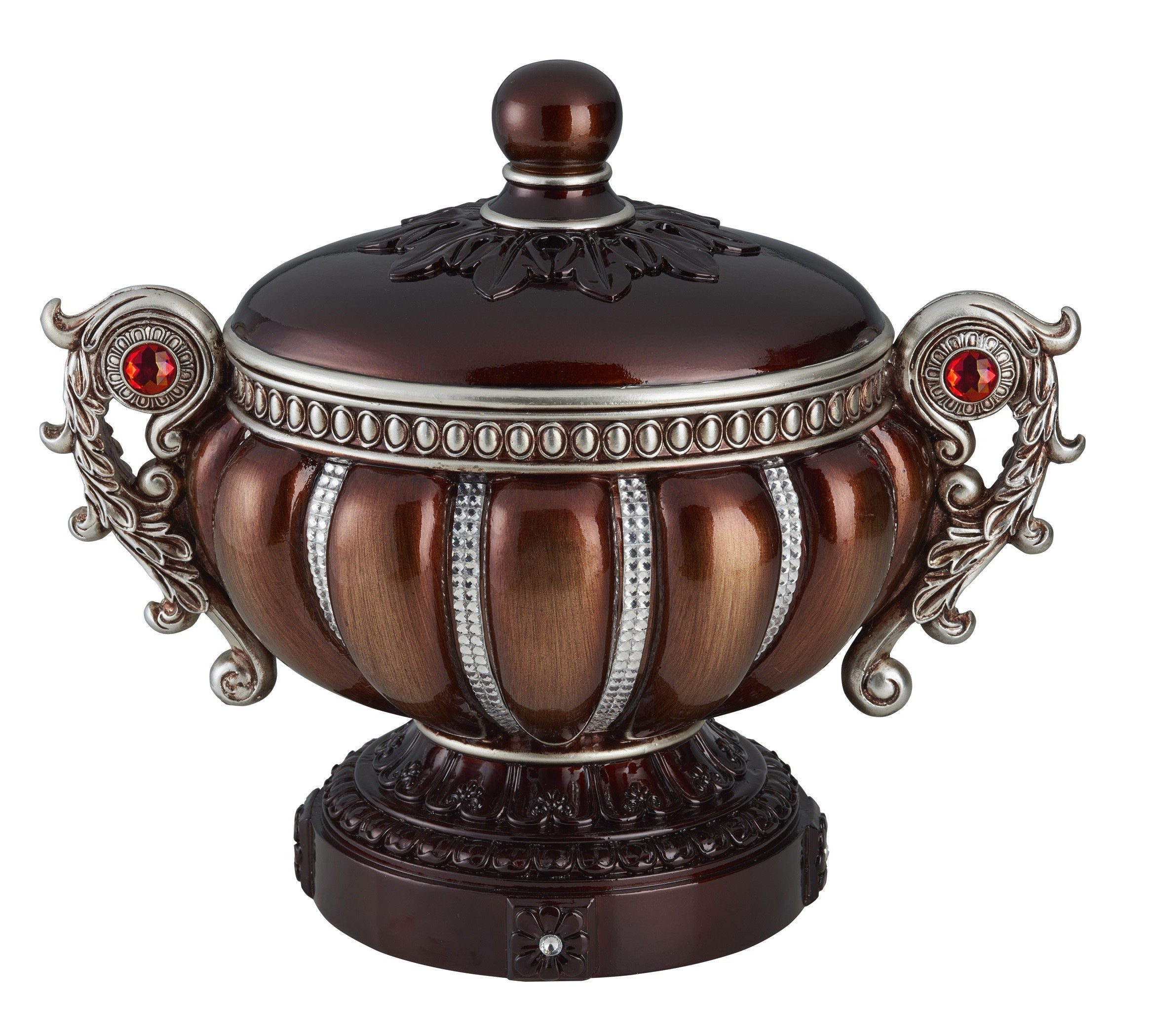 Resin Floral Scroll Jewelry Box With Metal Accents