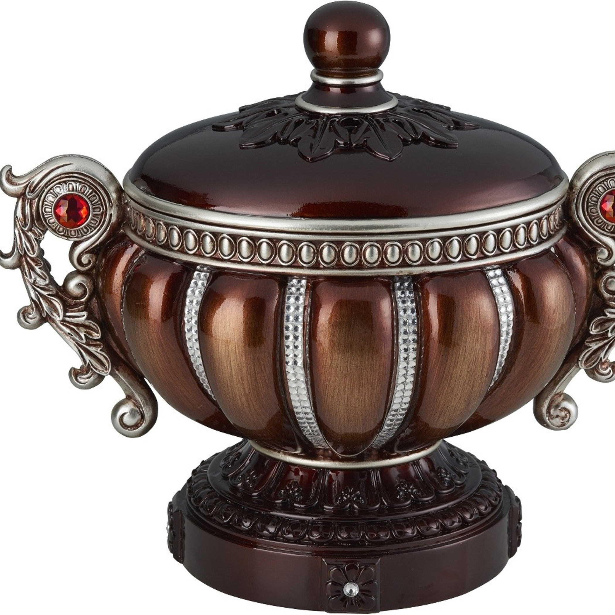 Resin Floral Scroll Jewelry Box With Metal Accents