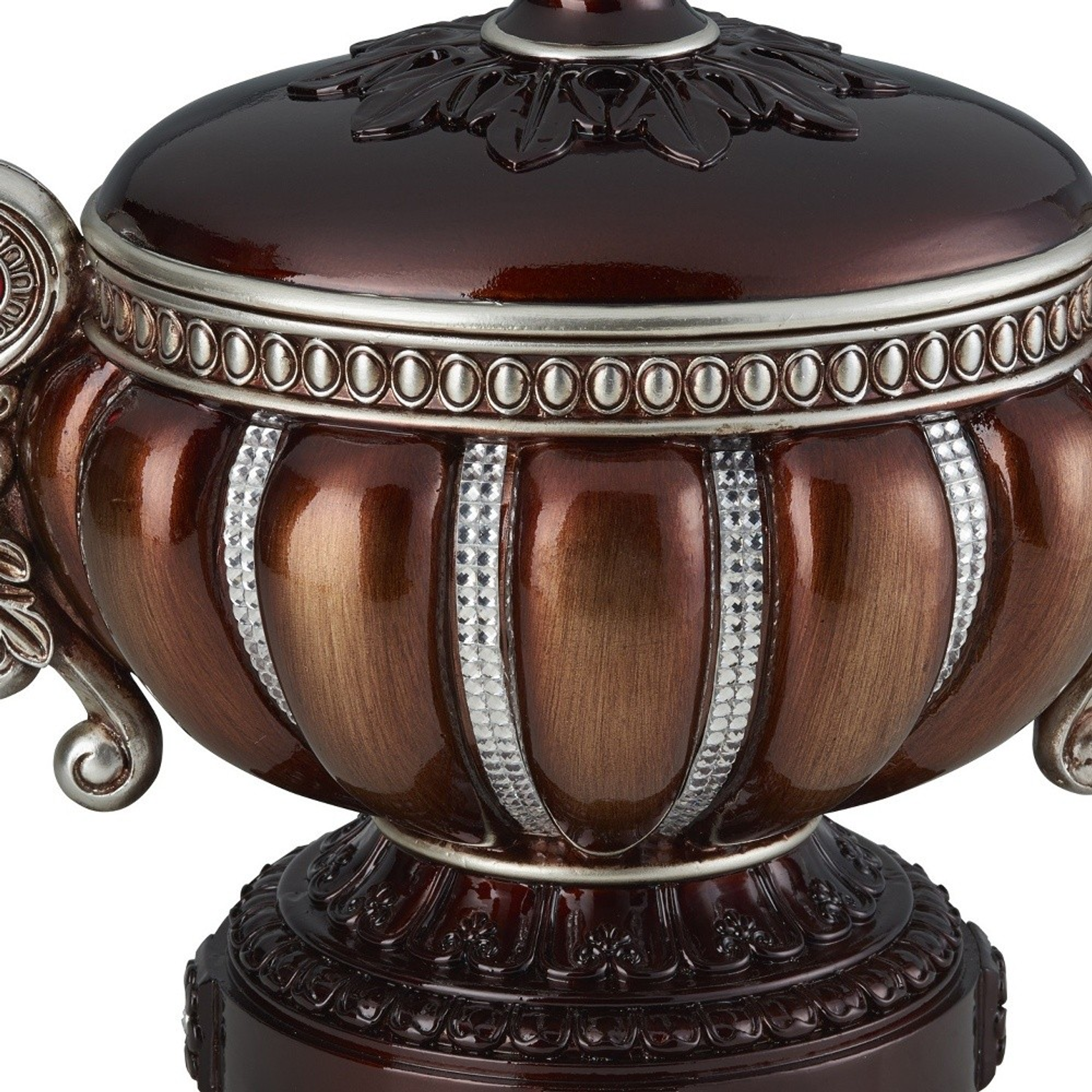Resin Floral Scroll Jewelry Box With Metal Accents
