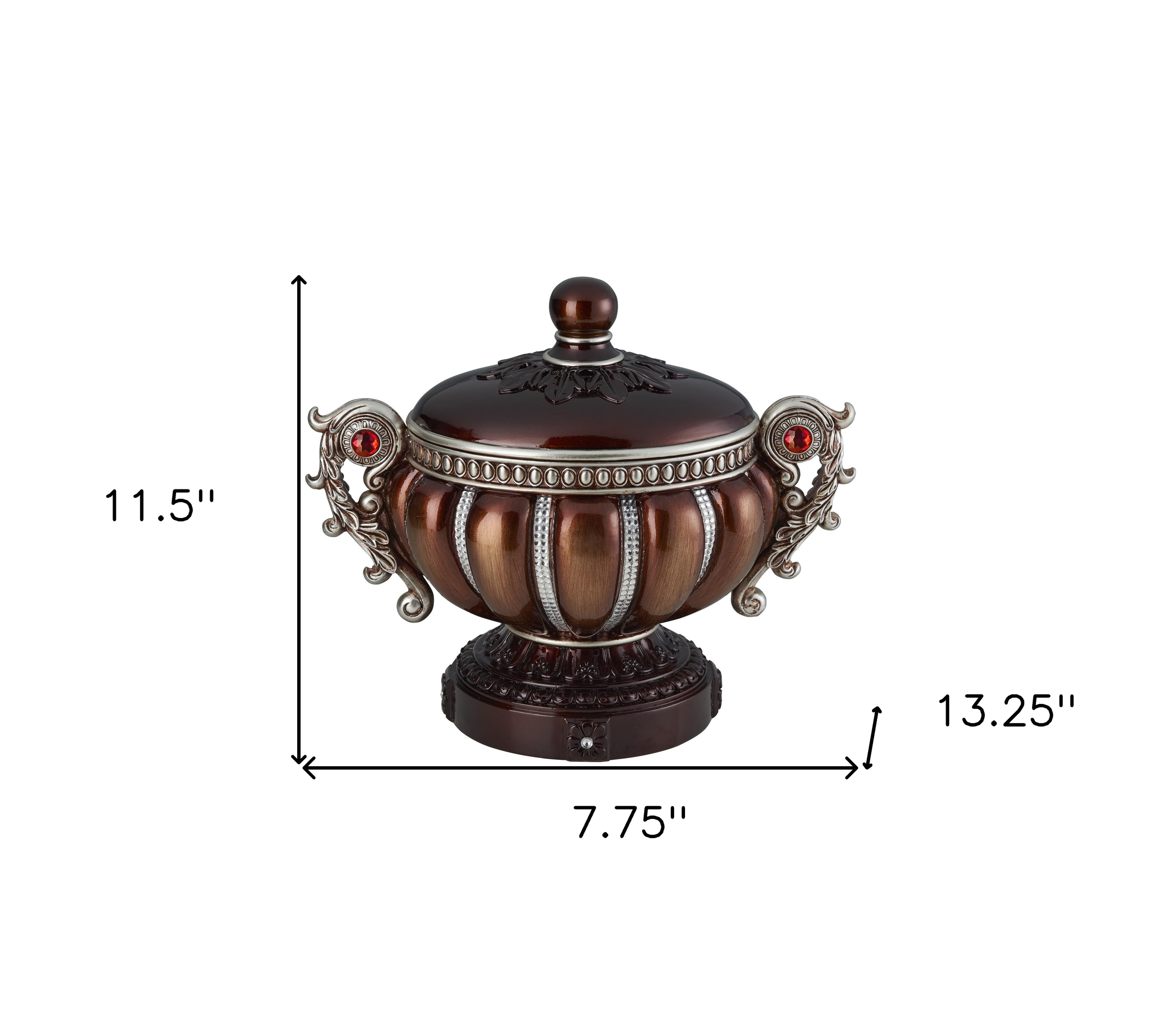 Resin Floral Scroll Jewelry Box With Metal Accents