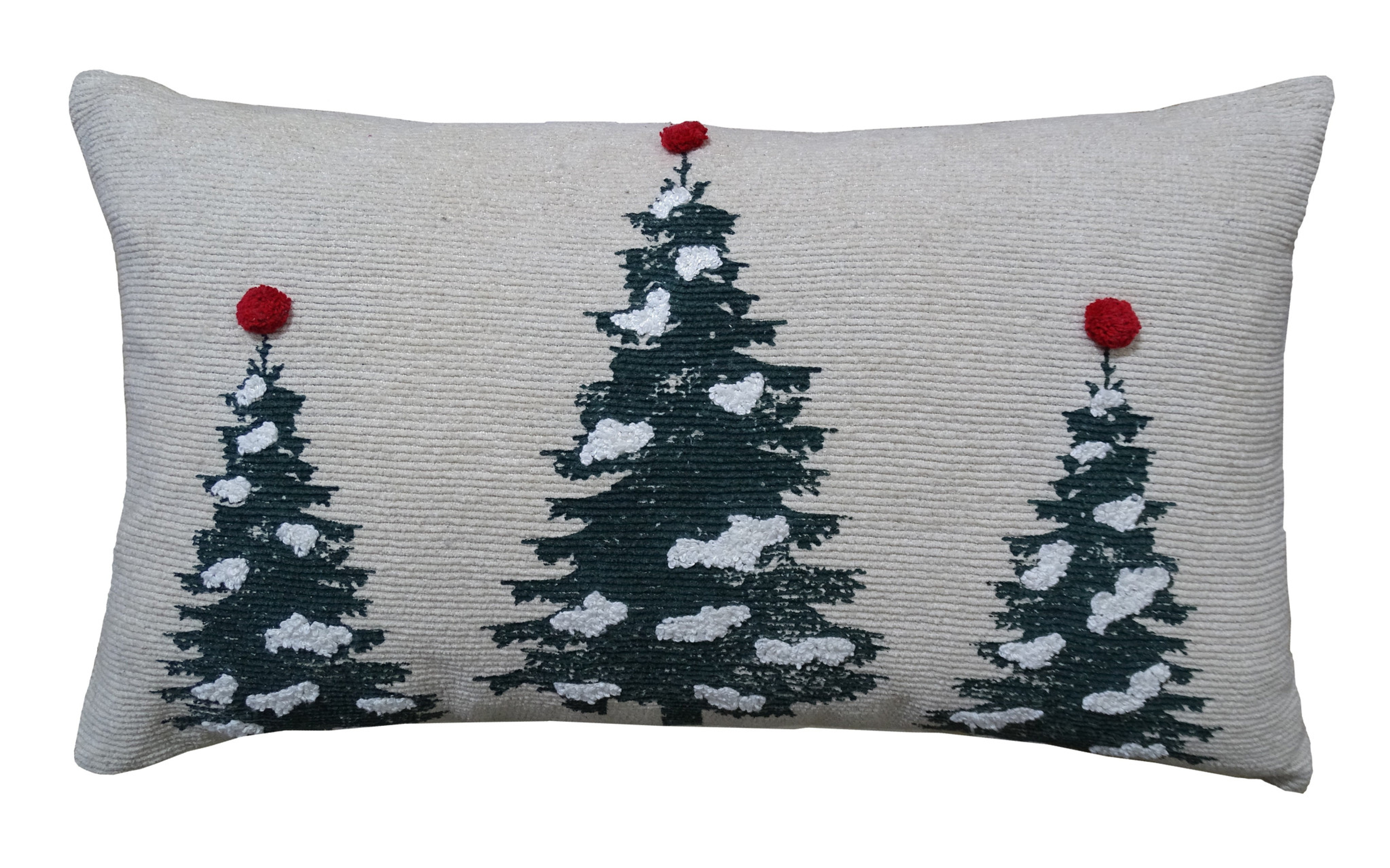 14" X 24" Red And Green Zippered Cotton Blend Christmas Tree Throw Pillow, photo 2
