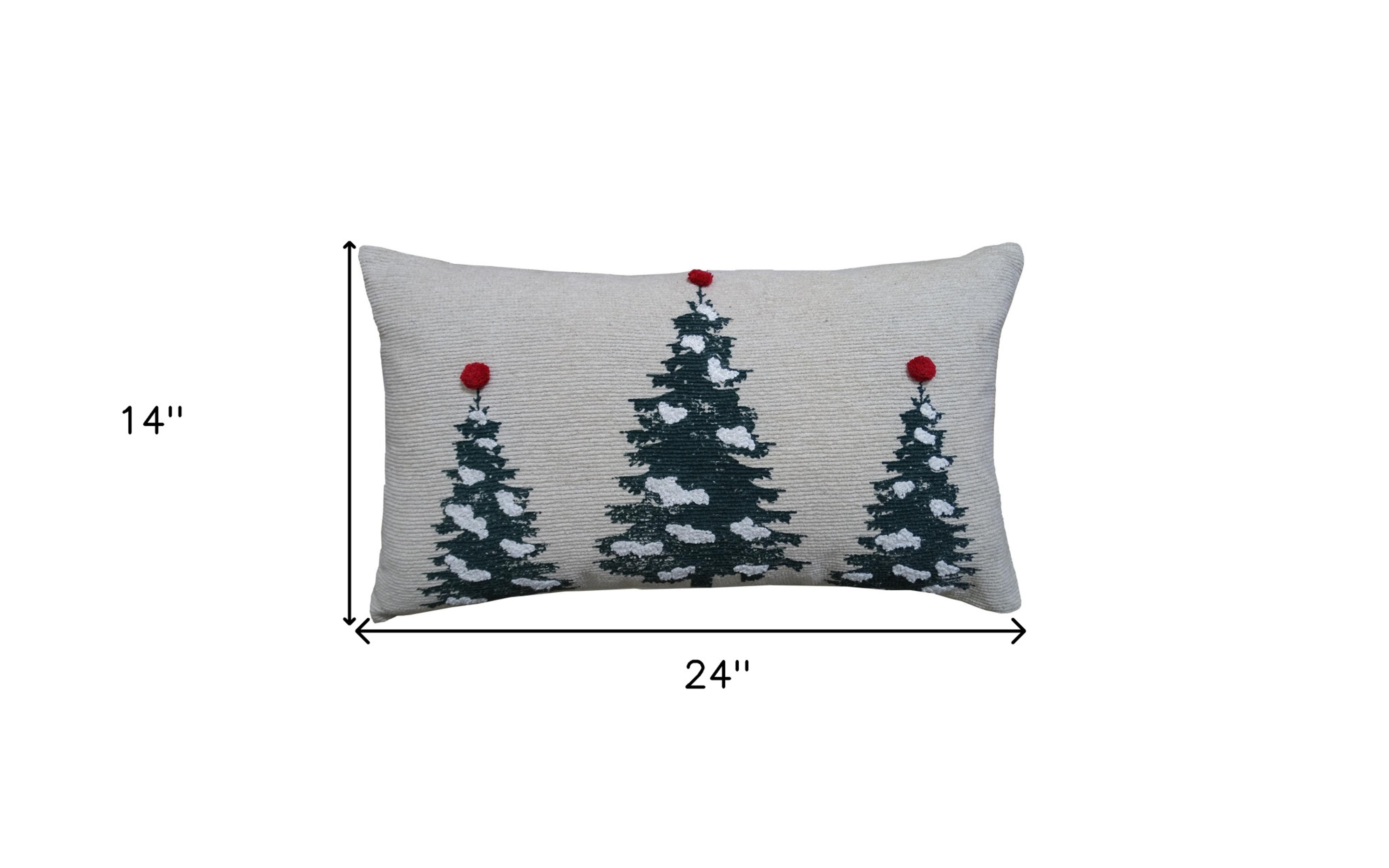 14" X 24" Red And Green Zippered Cotton Blend Christmas Tree Throw Pillow, photo 7