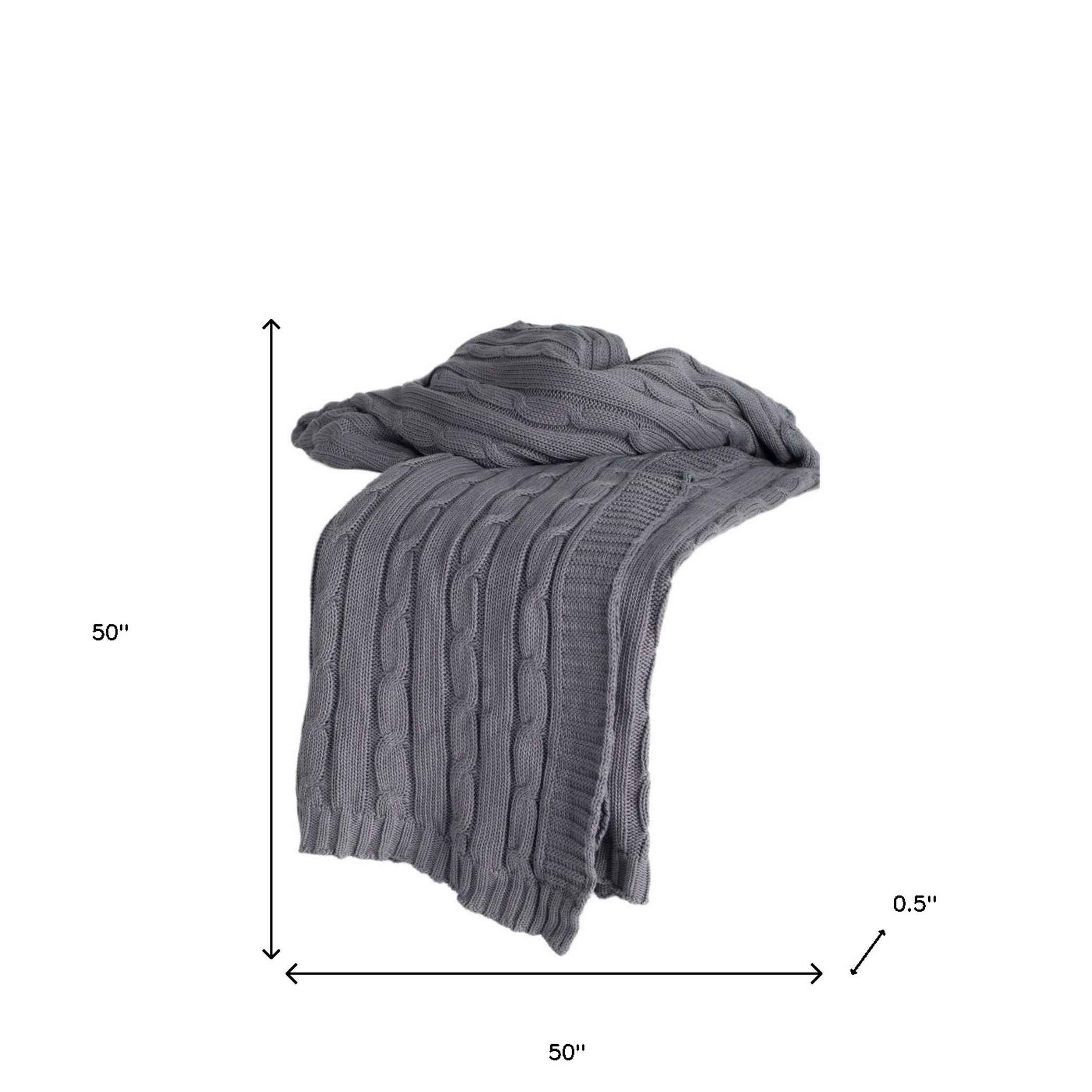 Light Gray Knitted 100% Cotton Throw Blanket, photo 5