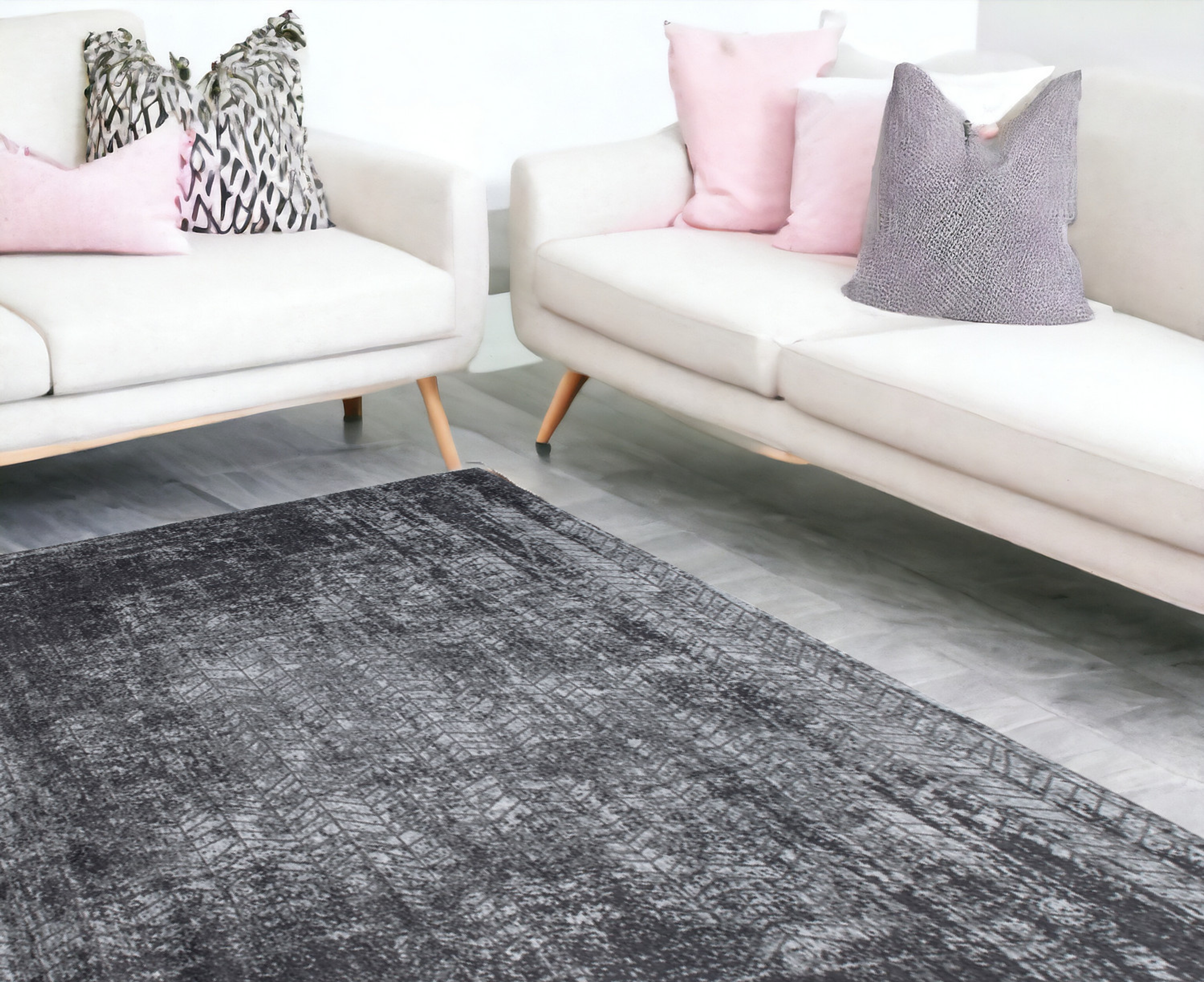 9′ X 13′ Black and Gray Chevron Non Skid Area Rug