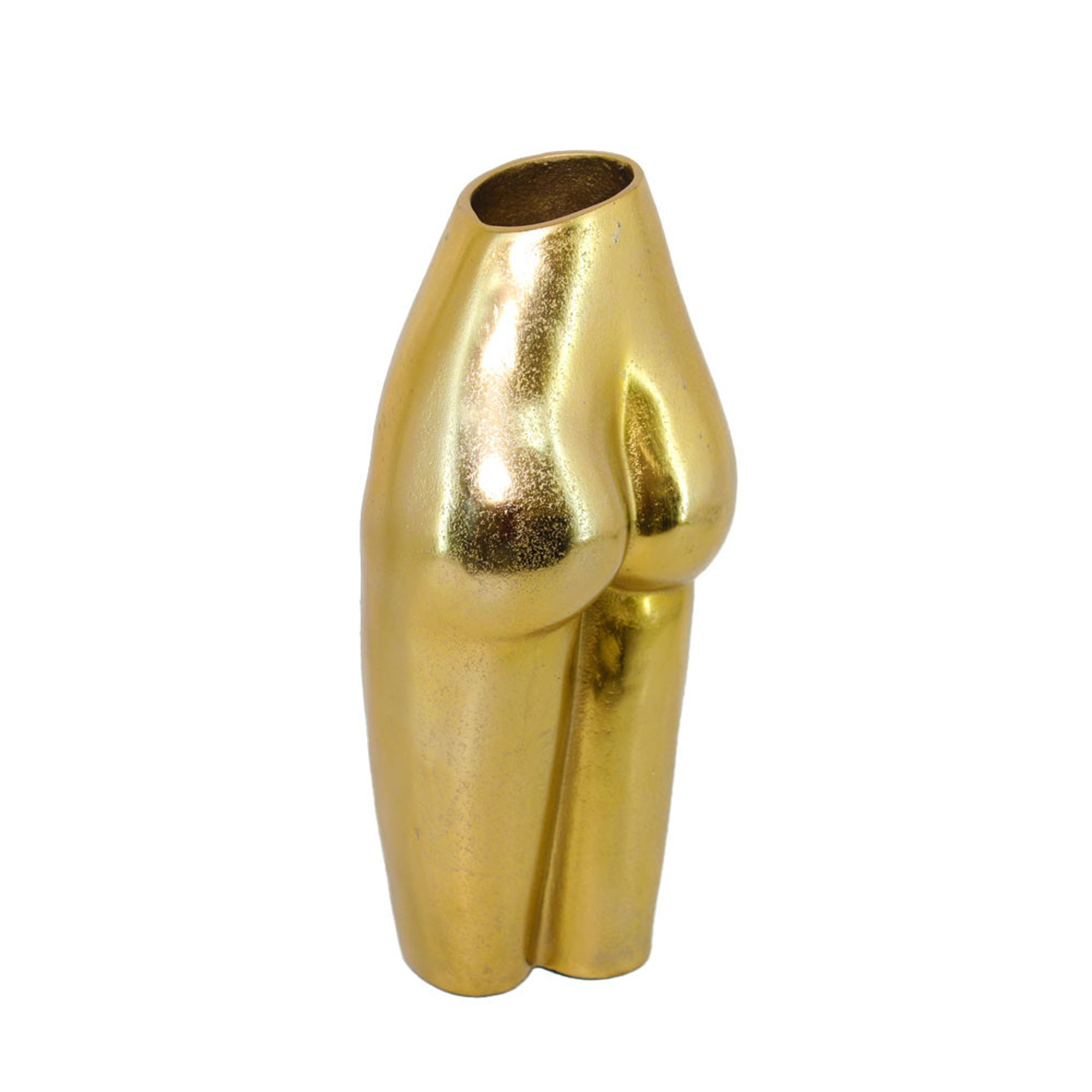 Gold Cast Aluminum Female Form Table Vase