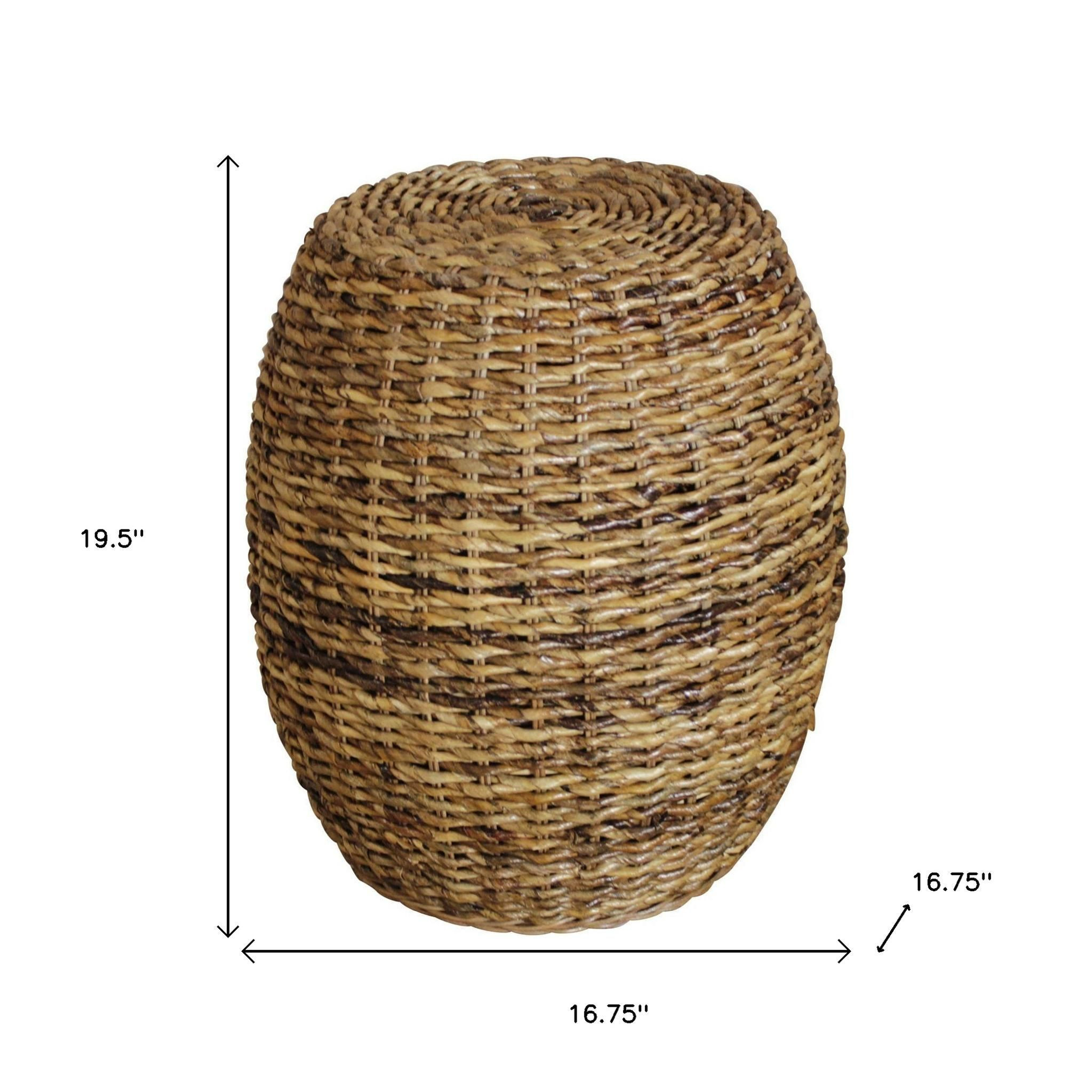 20" Natural Rattan Round Drum End Table