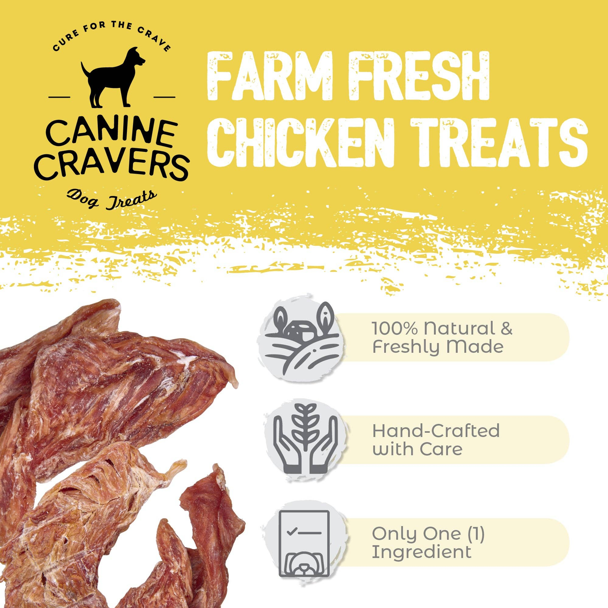 Dog treat Chicken breast All-natural single ingredient human-grade protein-rich 100 grams made in Canada