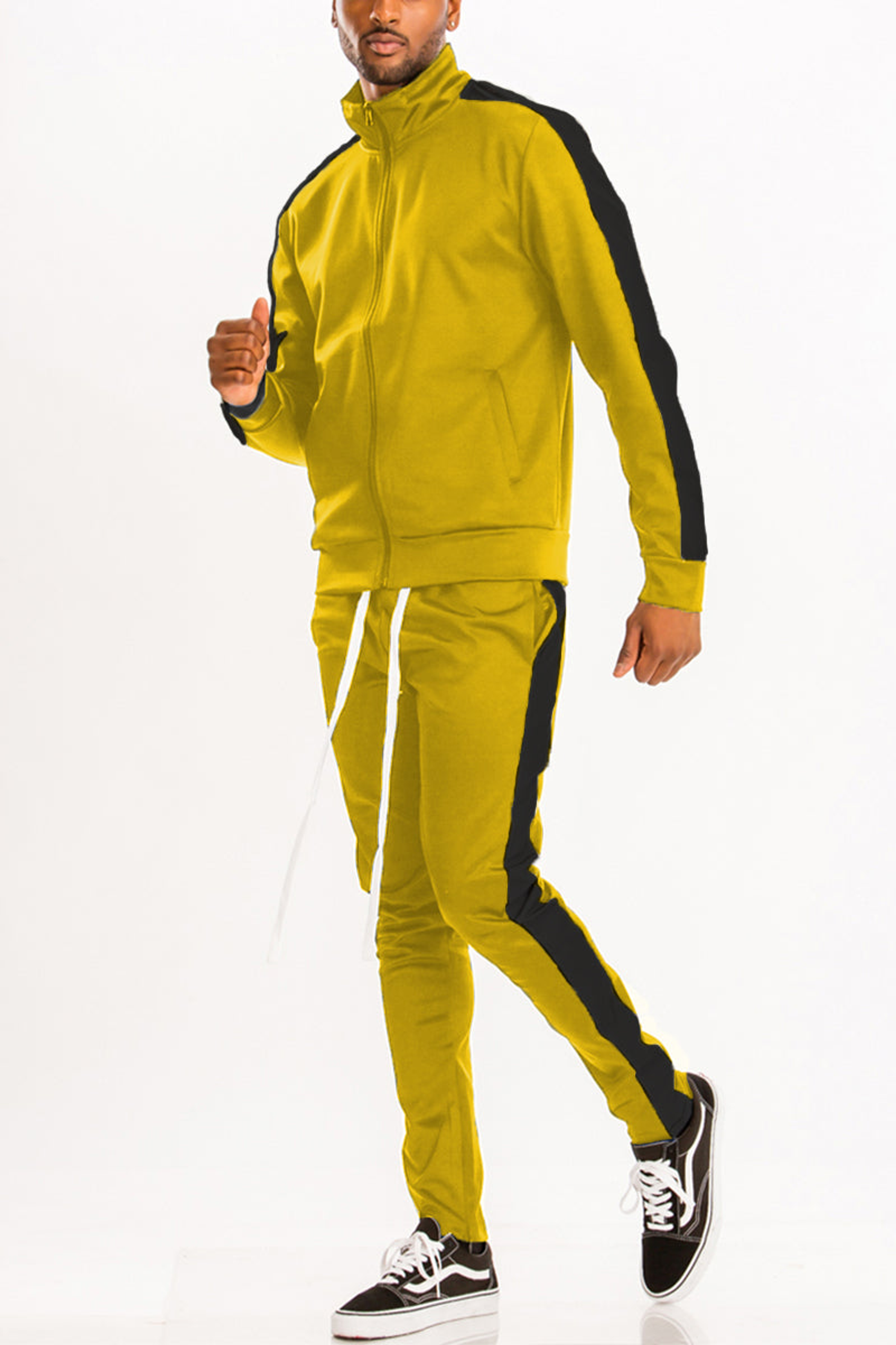 Chándal Deportivo Con Cremallera Completa Talla Grande Con Raya Vertical En Manga Y Cintura Elástica Con Cremallera En Tobillo Ajuste Slim