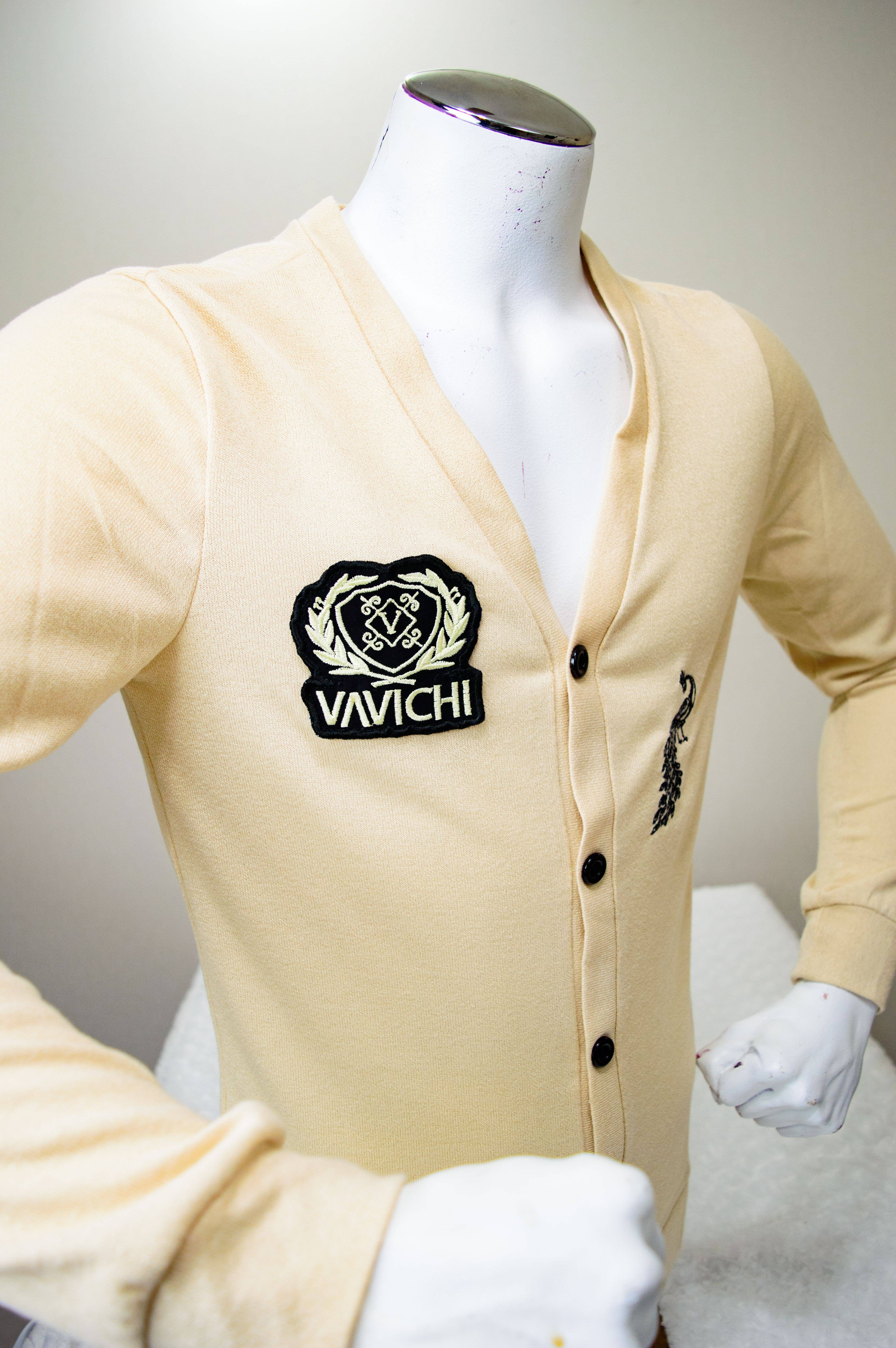 Cardigan Sweater V Neck Embroidered Patch 95 Cotton 5 Spandex Machine Washable Pull On Closure