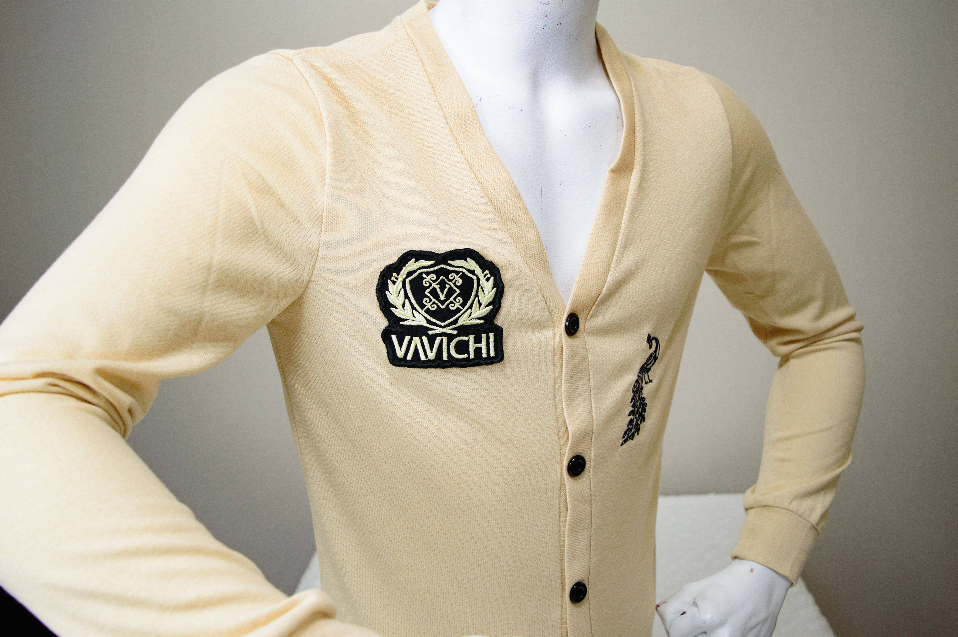 Cardigan Sweater V Neck Embroidered Patch 95 Cotton 5 Spandex Machine Washable Pull On Closure