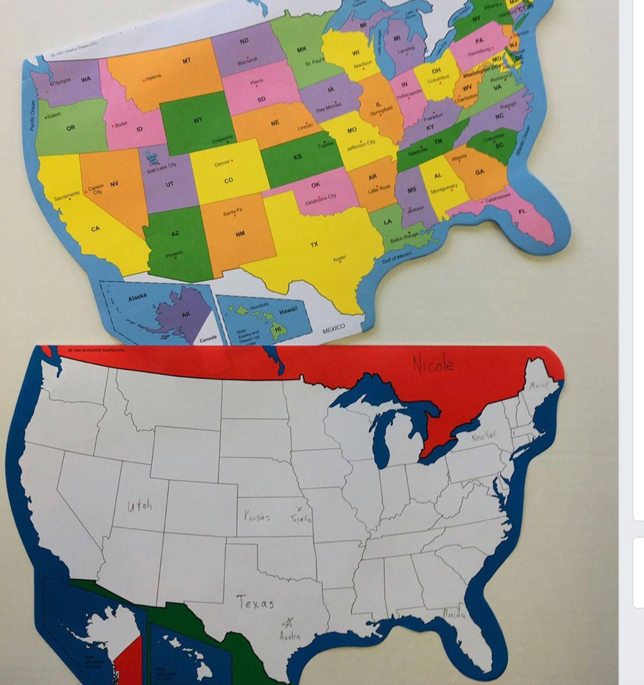 Notepad U.S. Labeled Practice Map 30 Sheets 9 x 19 Inches Acid Free Paper Learning Tool Creative Projects