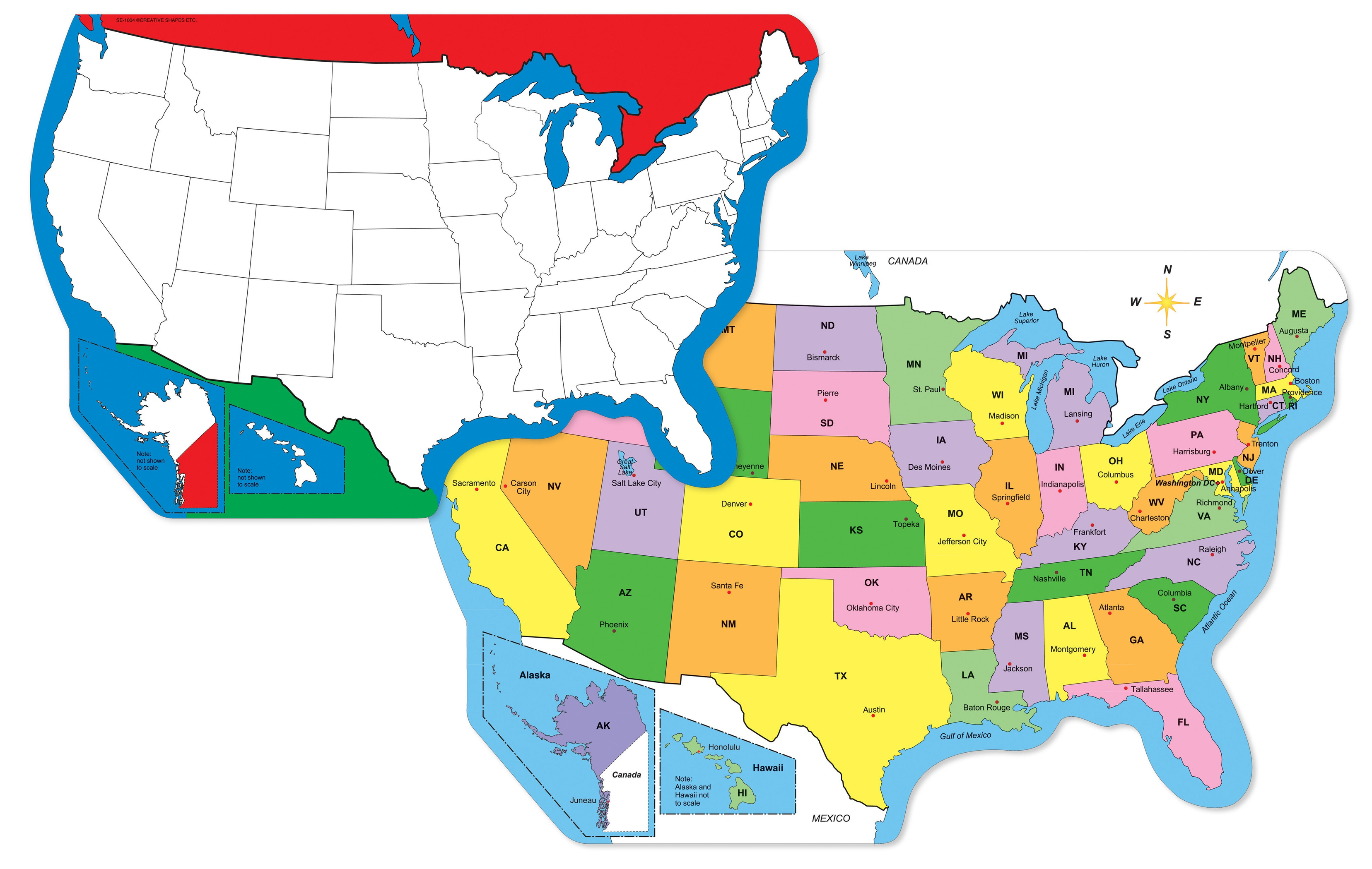 Practice Map Combo Pack Learning Tool Labeled and Unlabeled 60 Sheets Acid Free Approx 9 x 16 Inches Made in USA