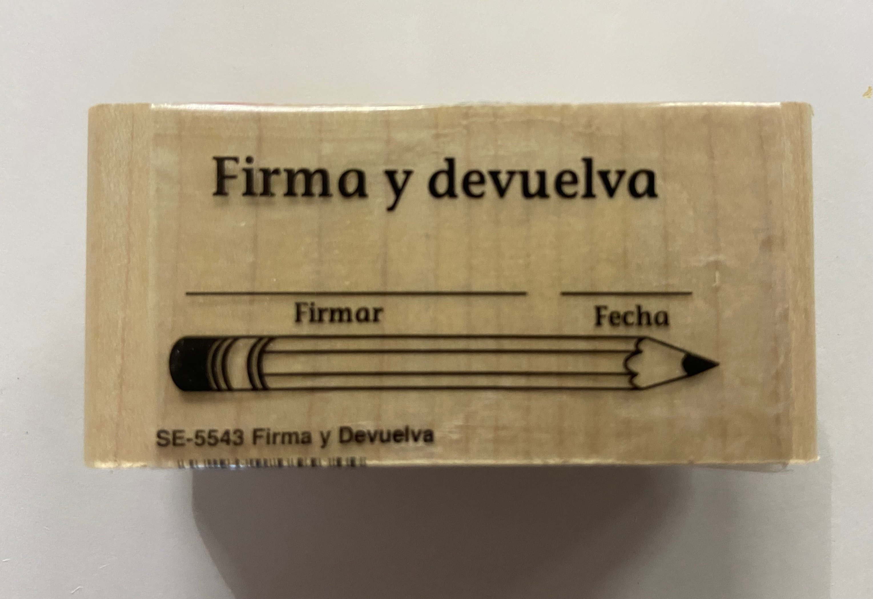 Rubber Stamp Sign & Return Spanish 2 x 1 3/4 inches Classroom Multicultural Encouragement Grading Papers Positive Reinforcement