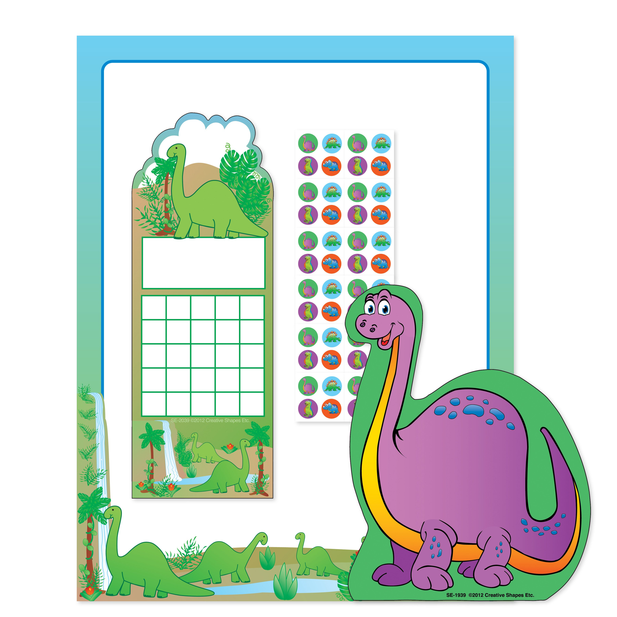 Set de Papelería Contiene Bloc de Notas Grande de Dinosaurio 50 Hojas Papel de Diseño Dinosaurio 30 Hojas Gráficos de Incentivo 24 Unidades Stickers 288 Unidades